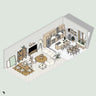 3D Model Revit Scandinavian Livingroom & Kitchen Digital Artwork drawings | Toffu Co