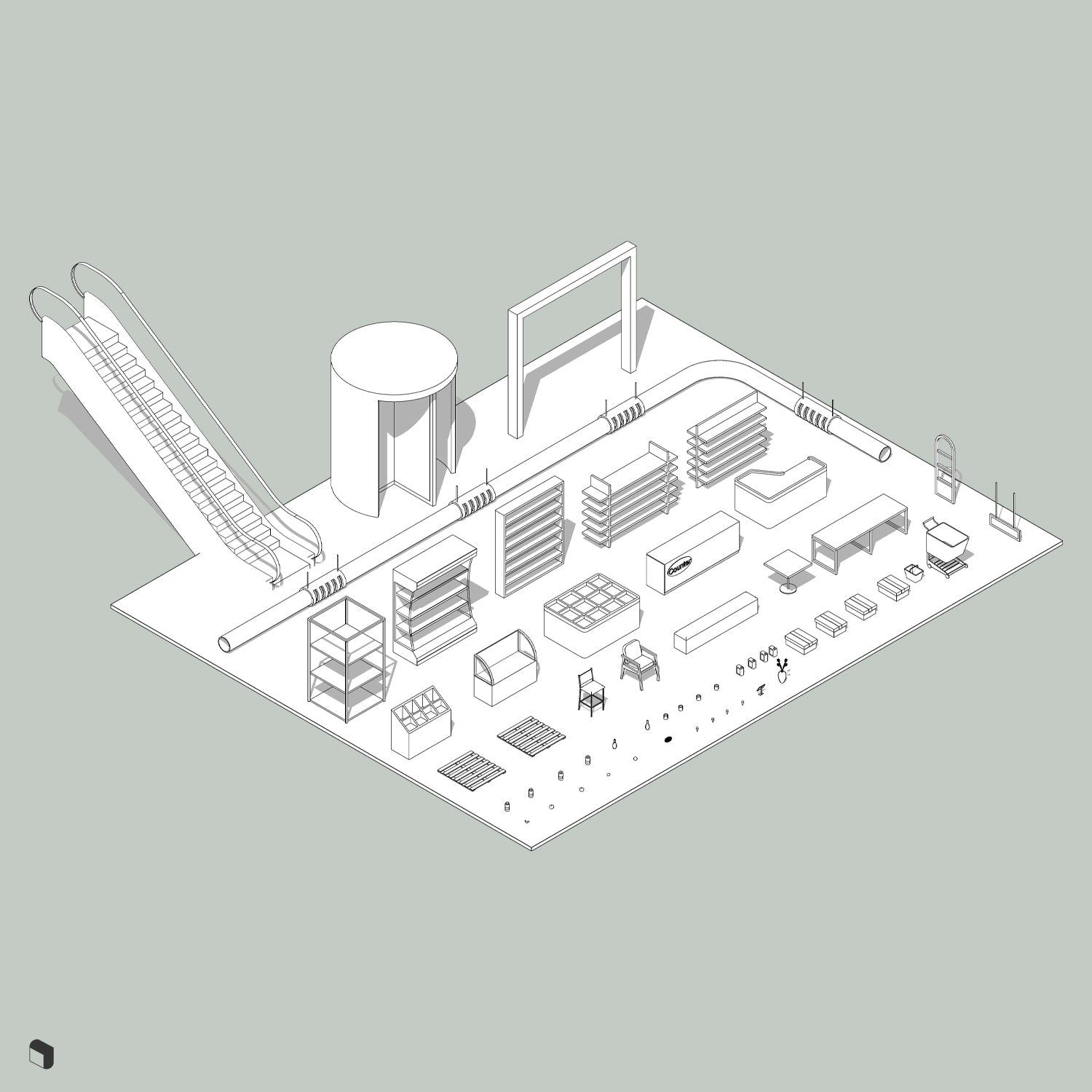 Shopping Mall Revit 3D Model | BIM Asset | Toffu Co