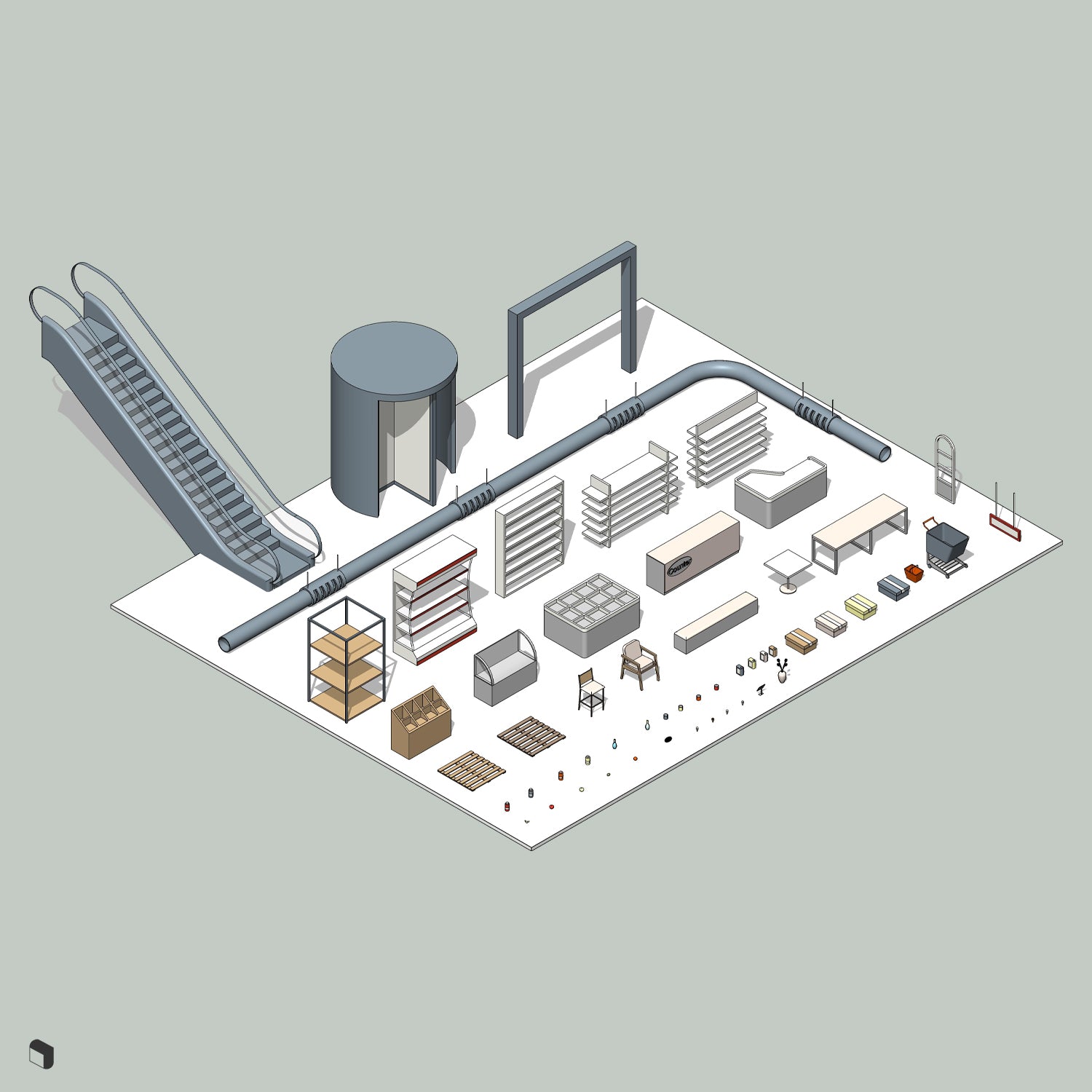 Shopping Mall Revit 3D Model | BIM Asset | Toffu Co