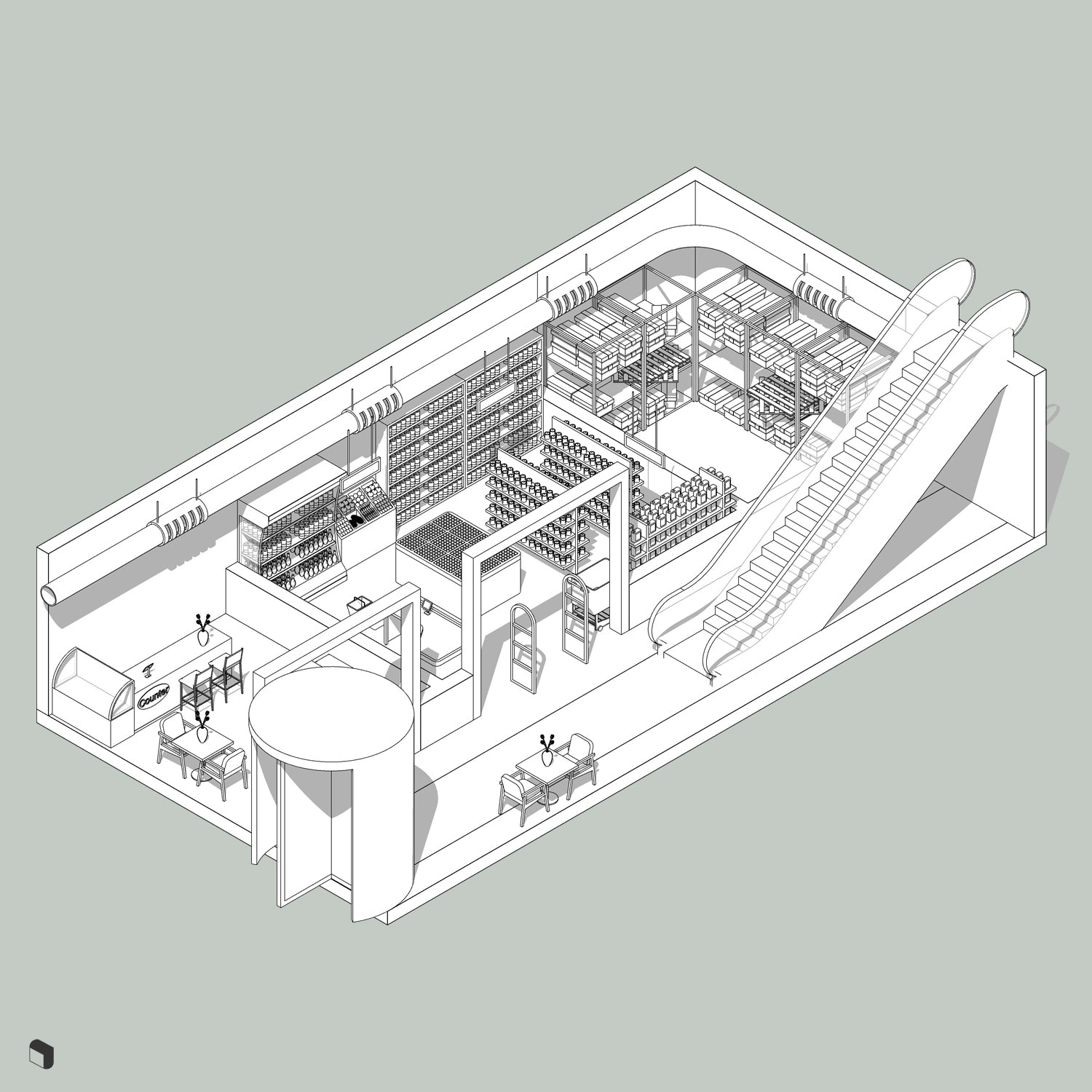 Shopping Mall Revit 3D Model | BIM Asset | Toffu Co