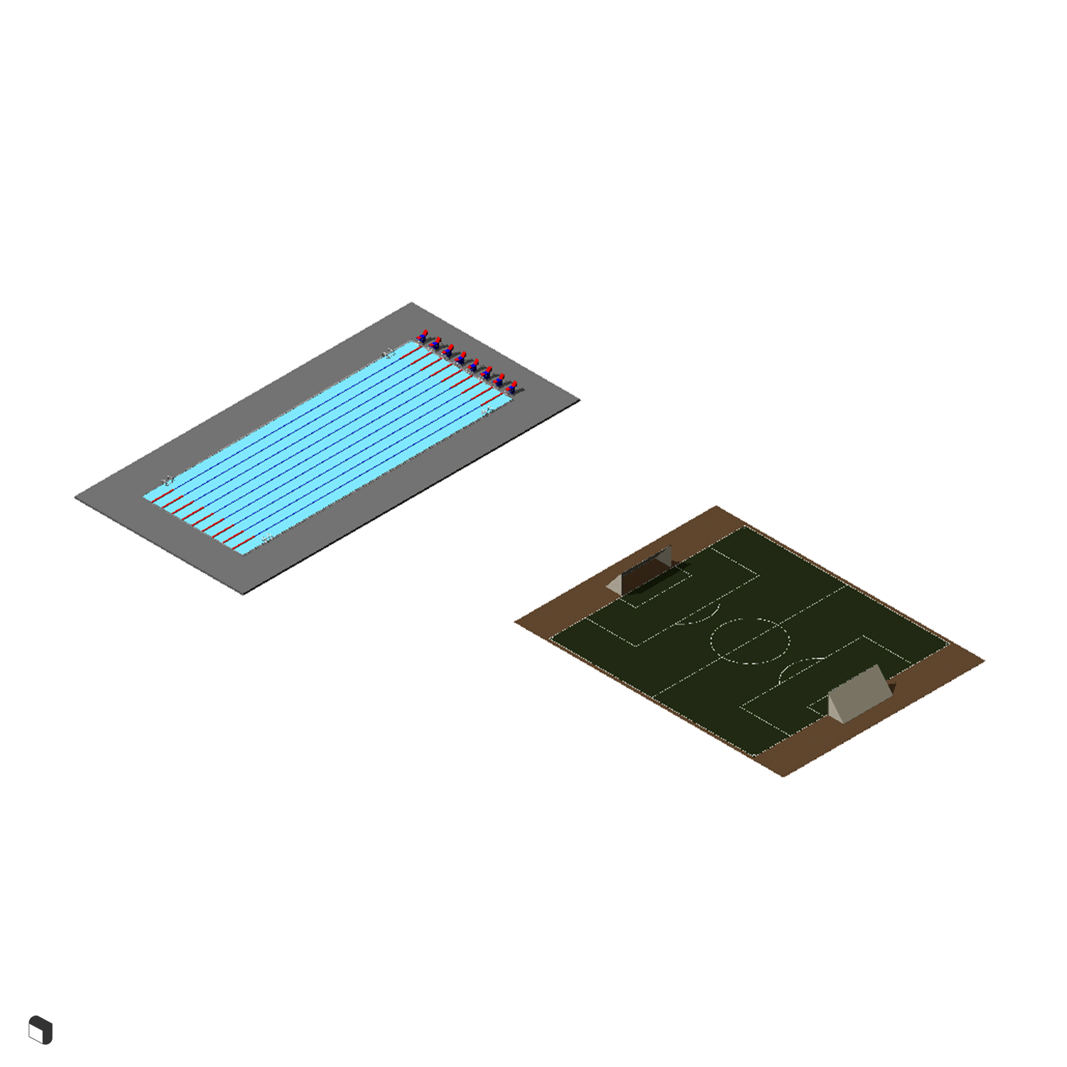 3D Model Revit Sport Center Digital Artwork drawings | Toffu Co