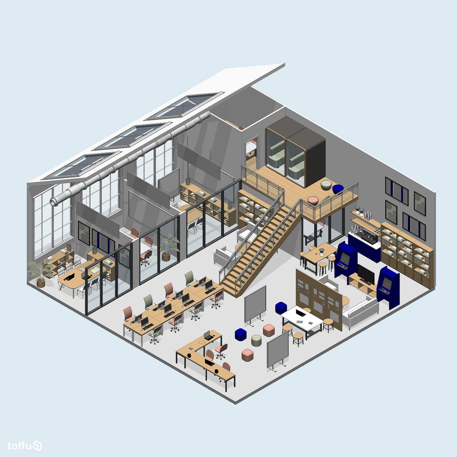 Startup Office Revit 3D Model | BIM Asset | Toffu Co