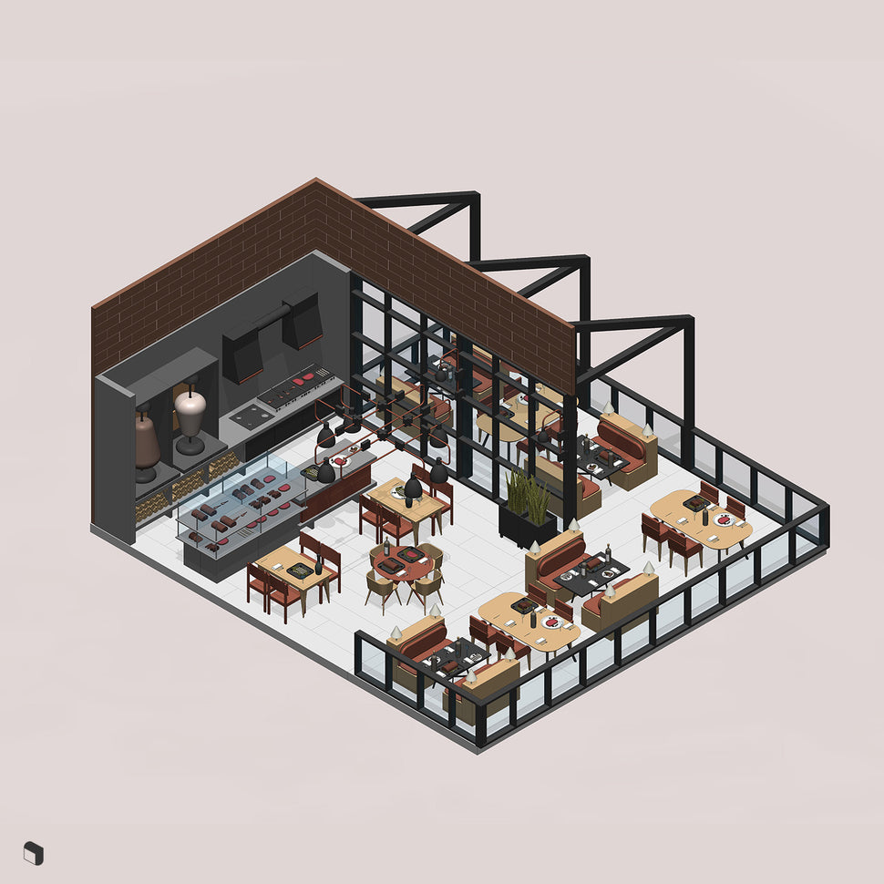 Steak Restaurant Revit 3D Model | BIM Asset | Toffu Co
