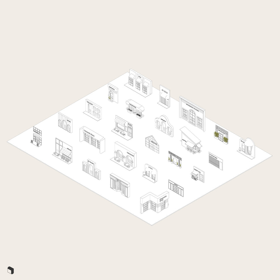 Storefronts Revit 3D Model | BIM Asset | Toffu Co