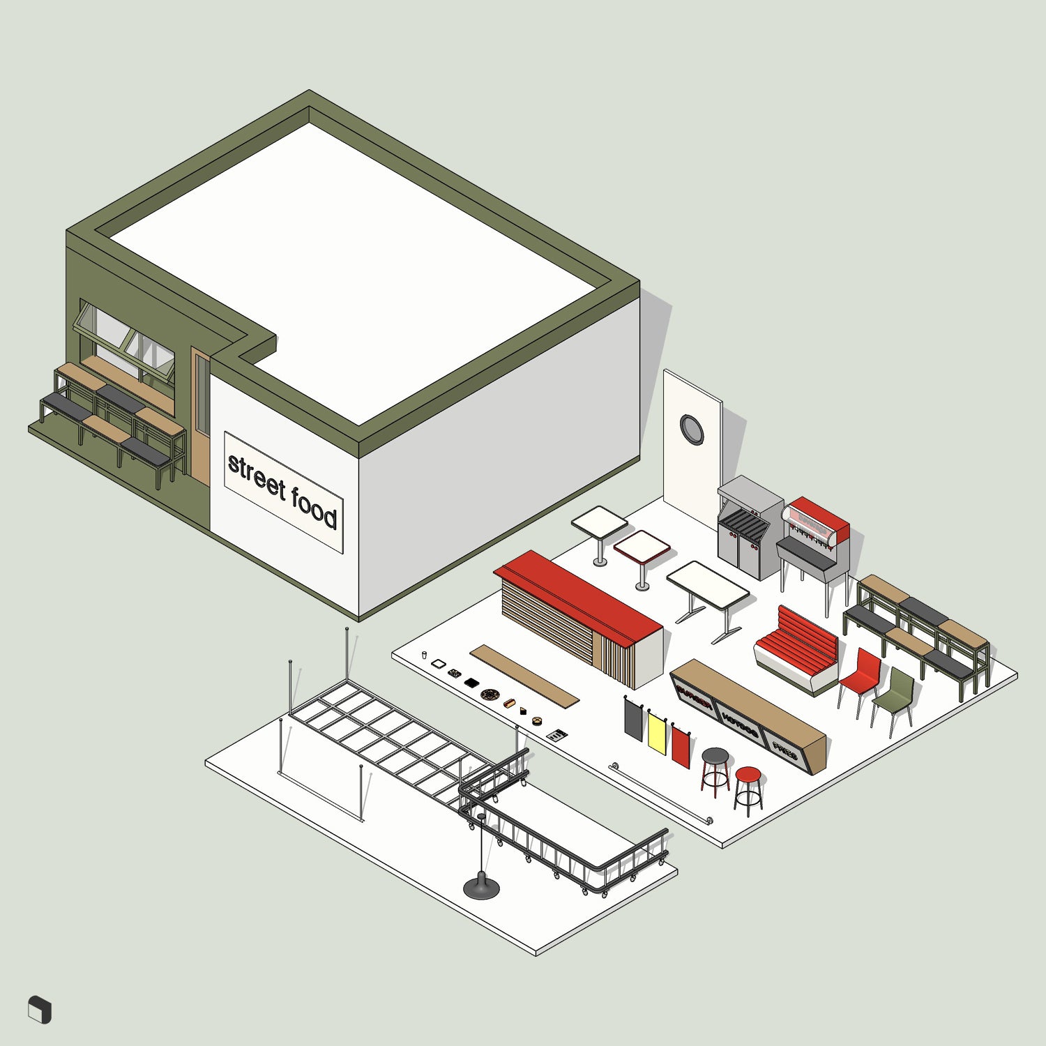 3D Model Revit Street Food Restaurant – Toffu Co