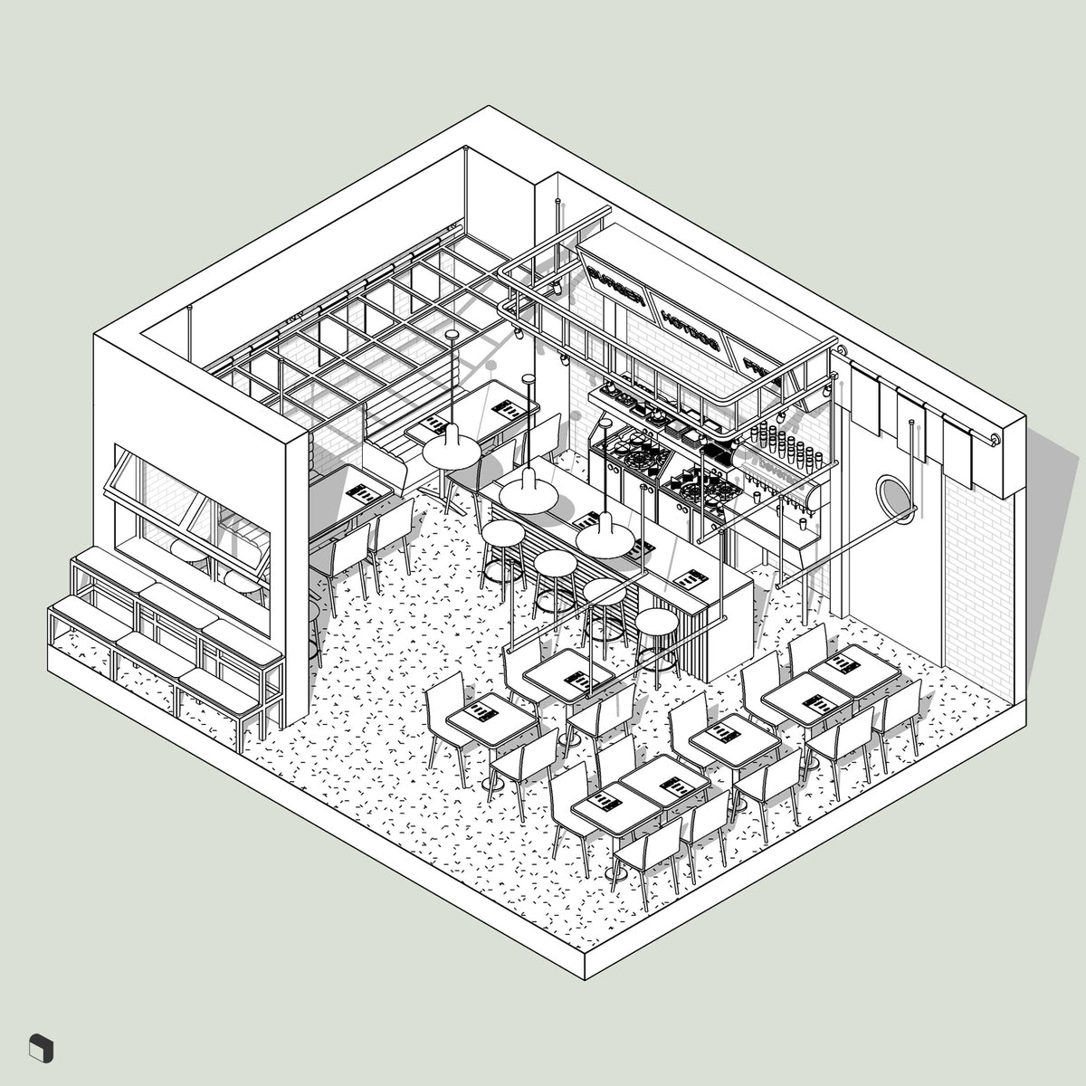Street Food Restaurant Revit 3D Model | BIM Asset | Toffu Co