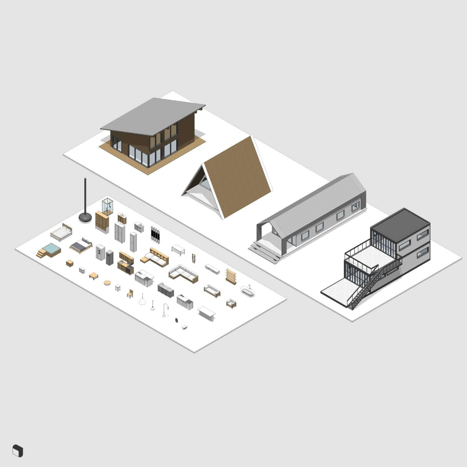 3D Model Revit Tiny House Digital Artwork drawings | Toffu Co