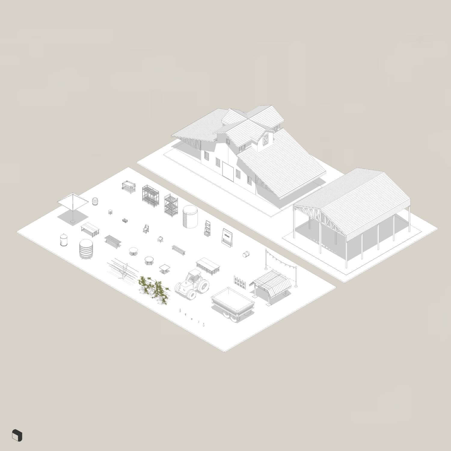 3D Model Revit Winery Digital Artwork drawings | Toffu Co