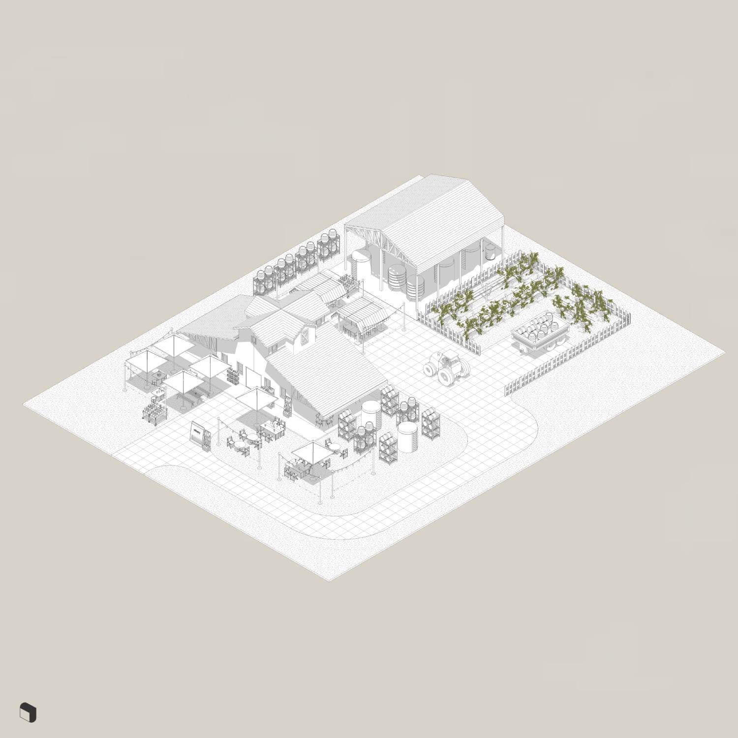 3D Model Revit Winery Digital Artwork drawings | Toffu Co