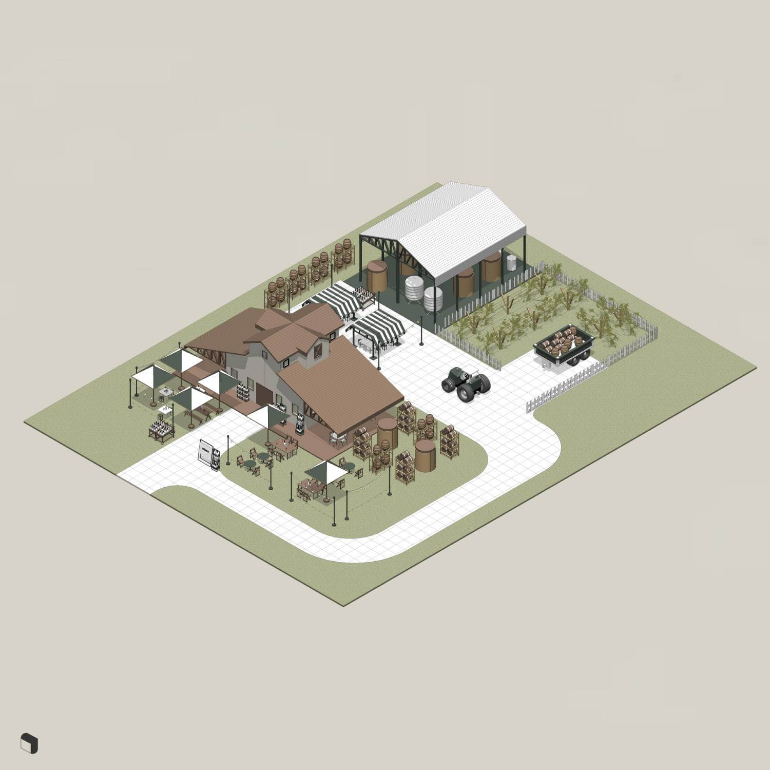 3D Model Revit Winery Digital Artwork drawings | Toffu Co