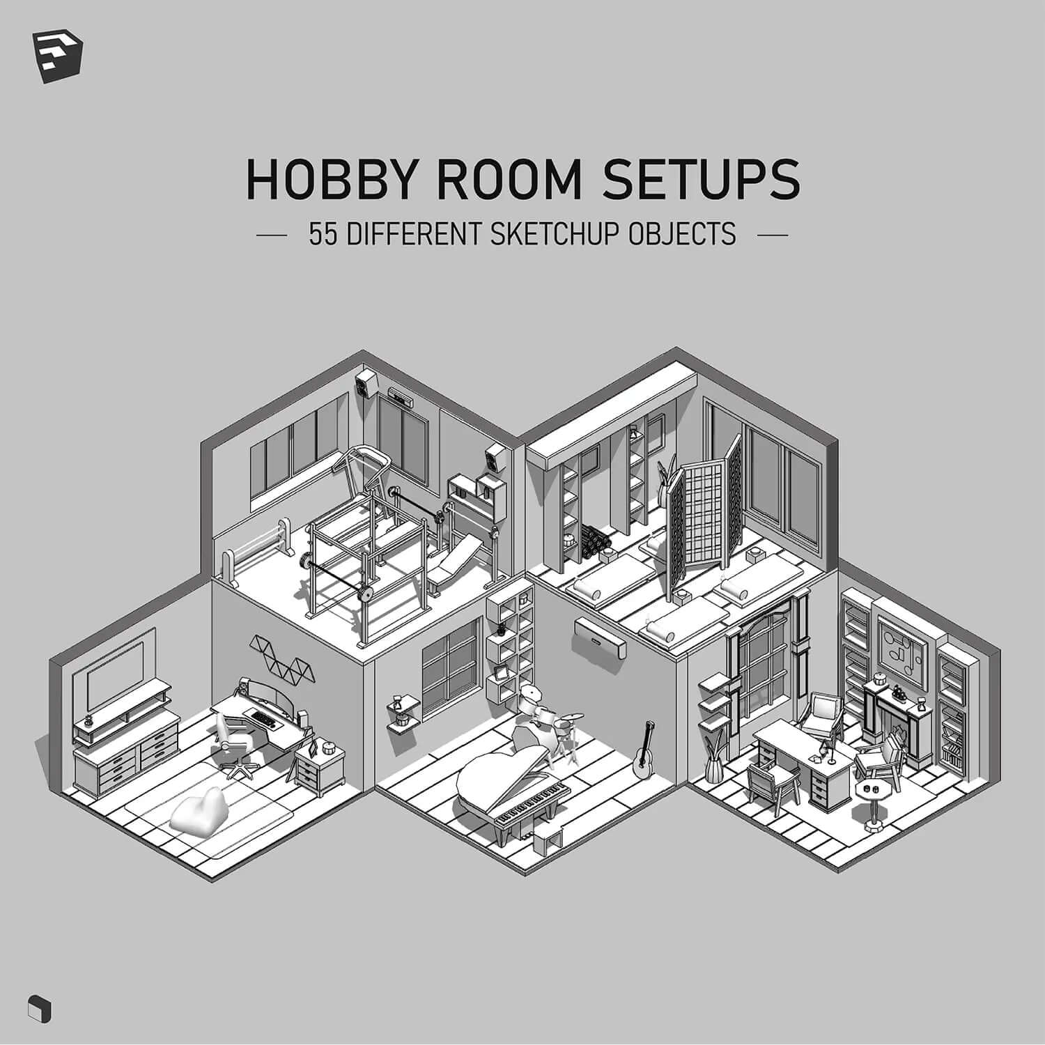 3D Model Hobby Room Setups Digital Artwork drawings | Toffu Co