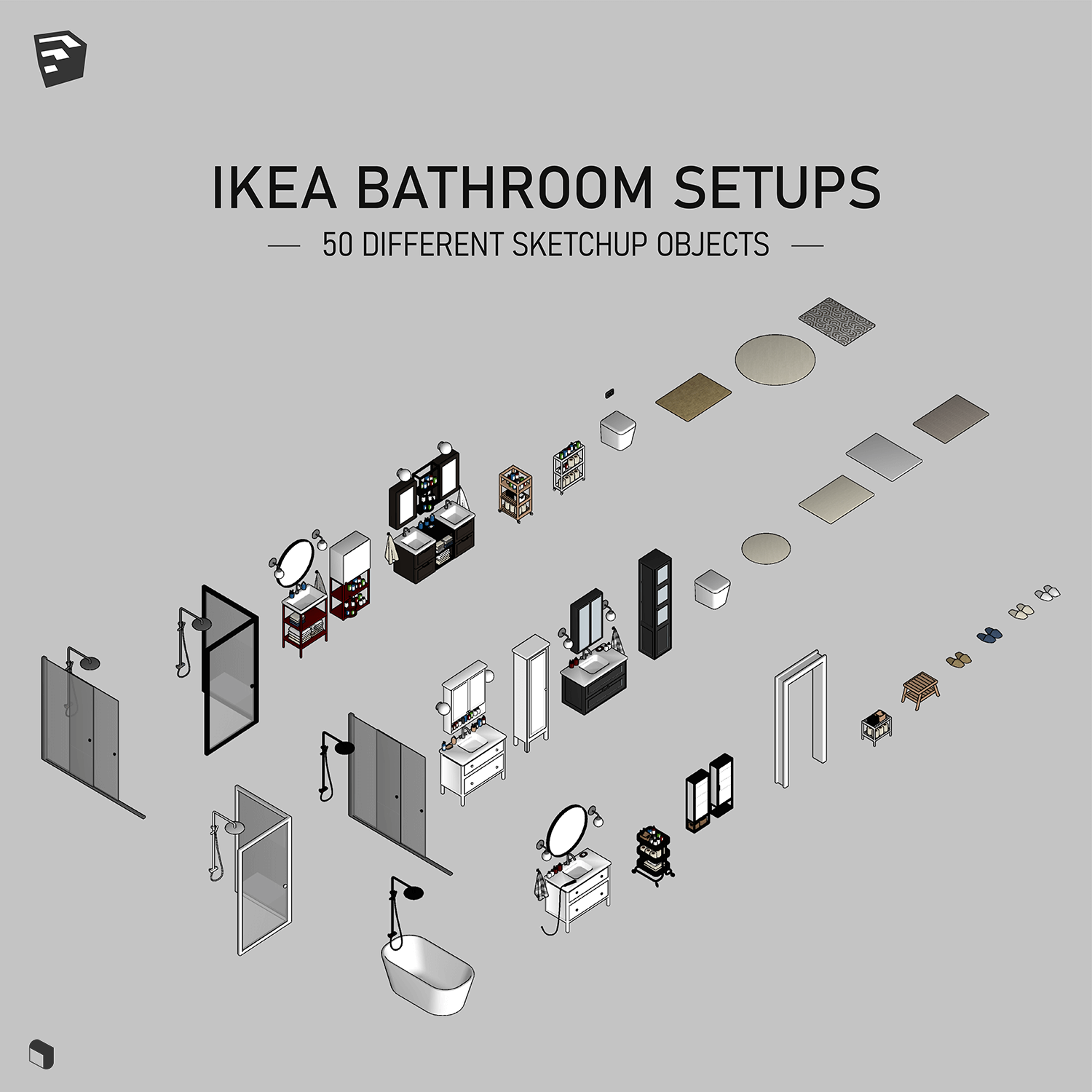 3D Model Ikea Bathroom Setups 2 Digital Artwork drawings | Toffu Co