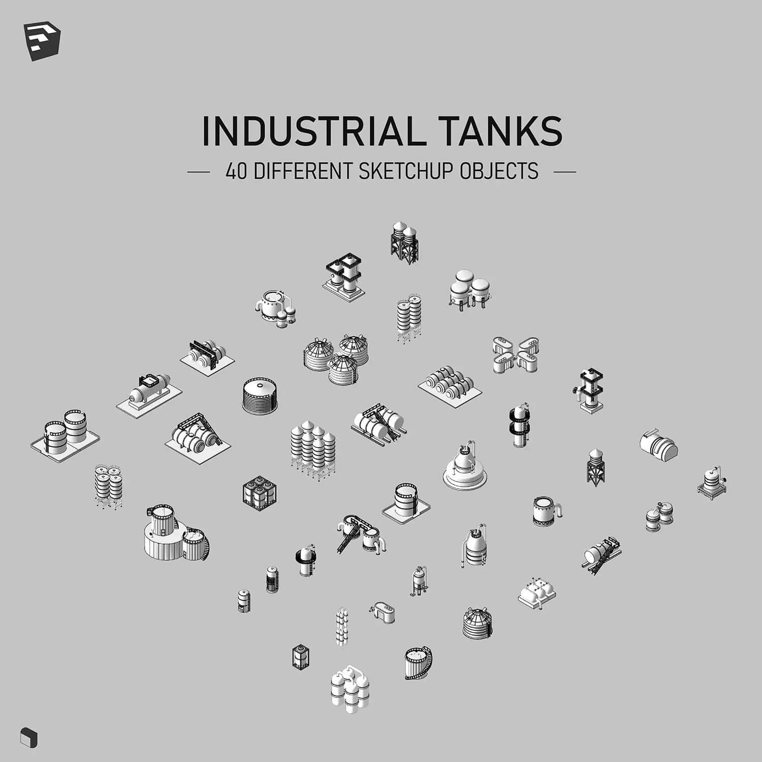 3D Model Industrial Tanks Digital Artwork drawings | Toffu Co