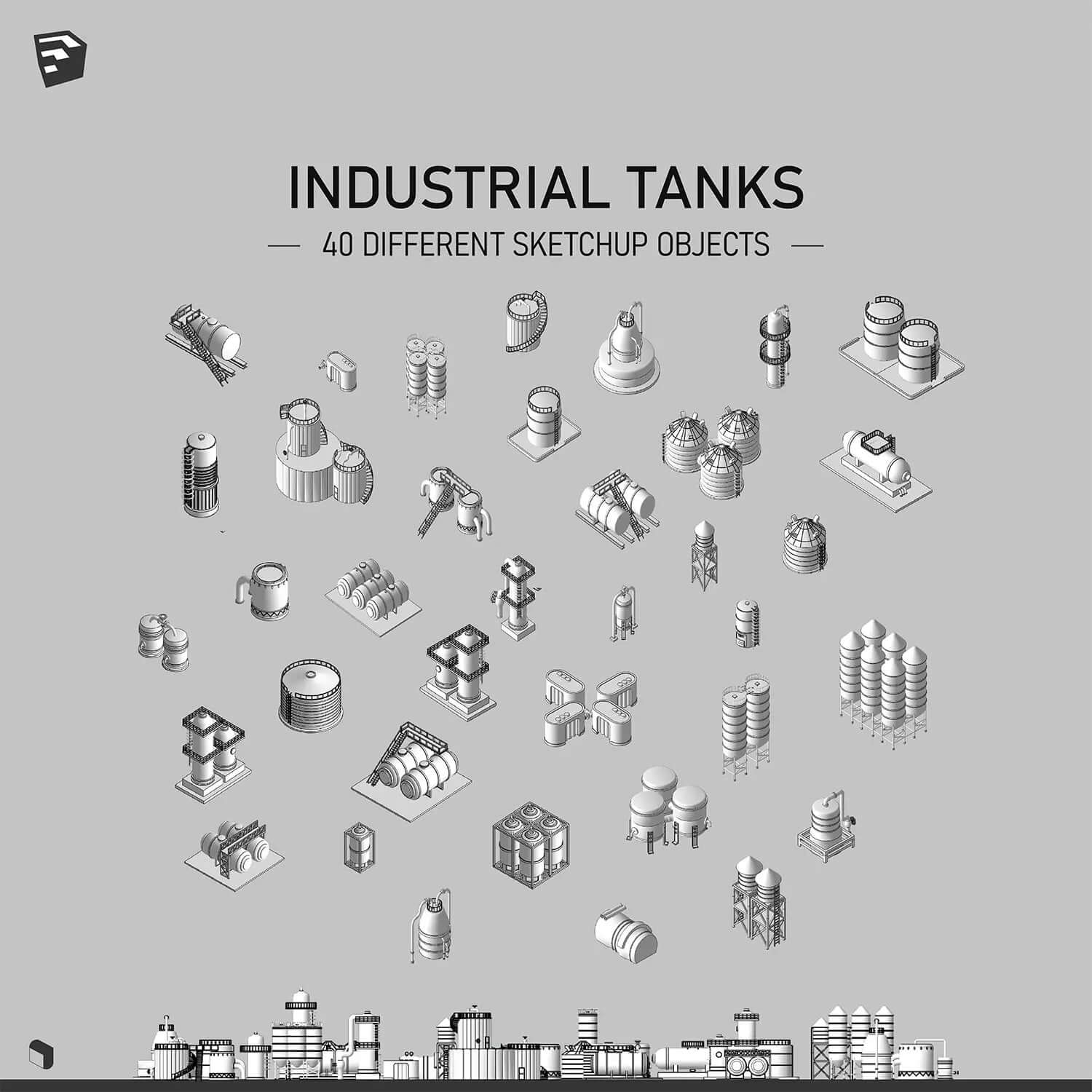 3D Model Industrial Tanks Digital Artwork drawings | Toffu Co