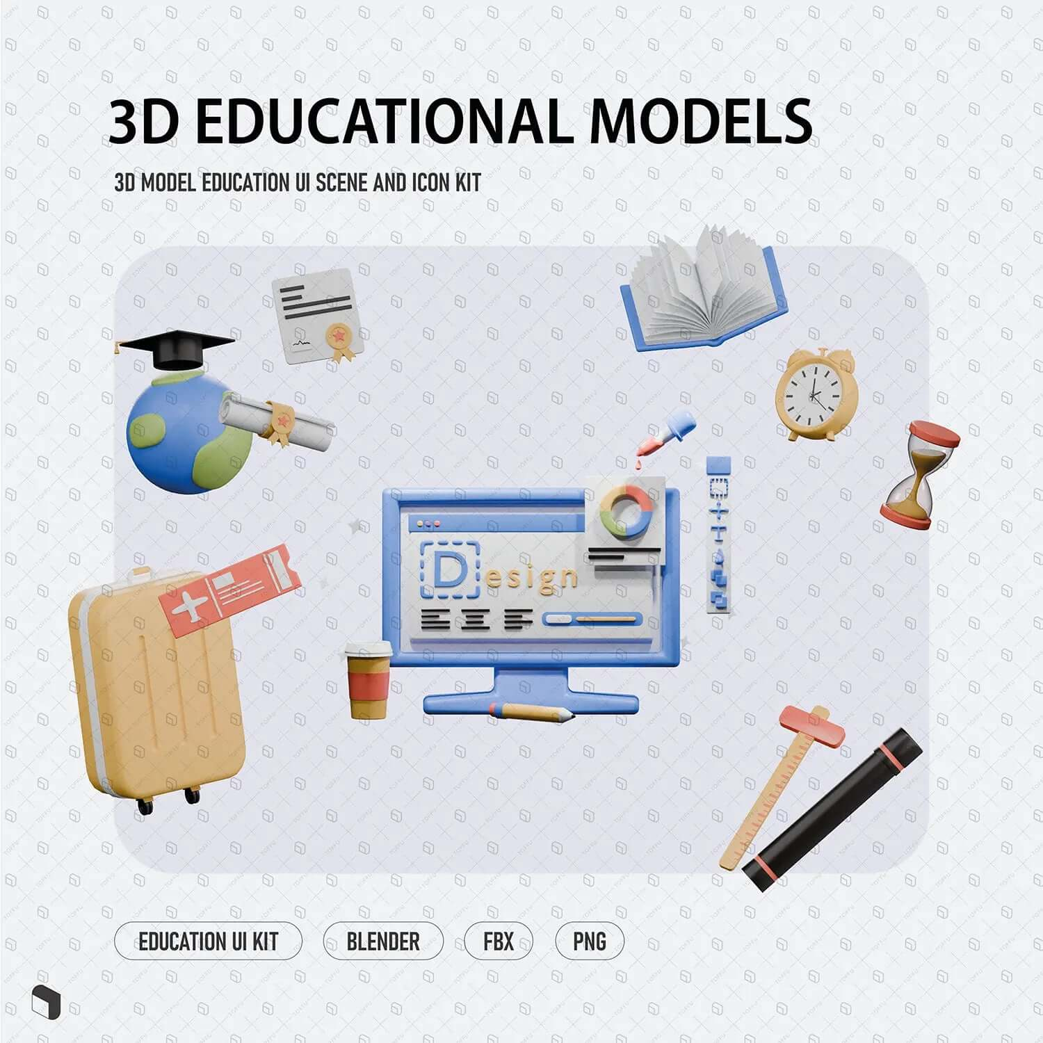 3D Model UI Kit Educational Pack Digital Artwork drawings | Toffu Co