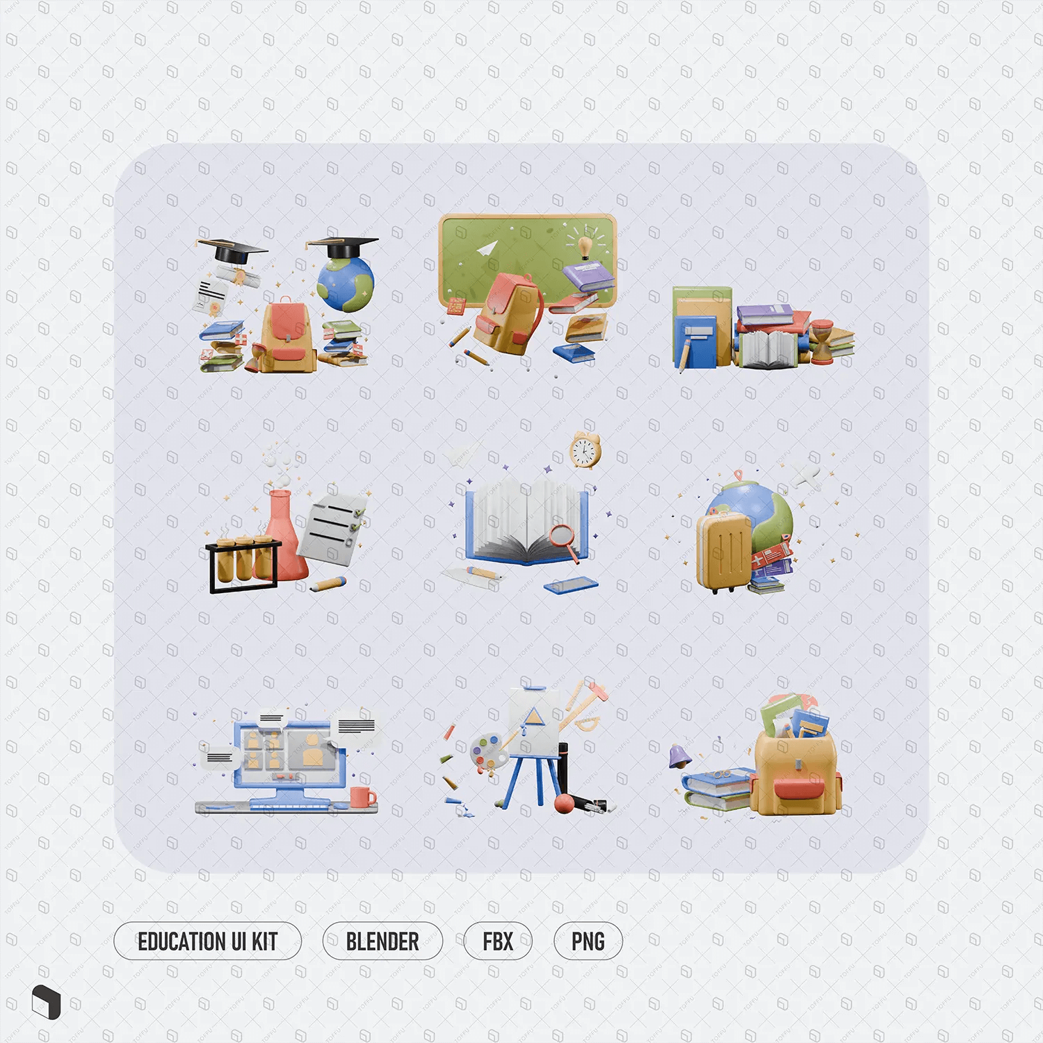 3D Model UI Kit Educational Pack Digital Artwork drawings | Toffu Co