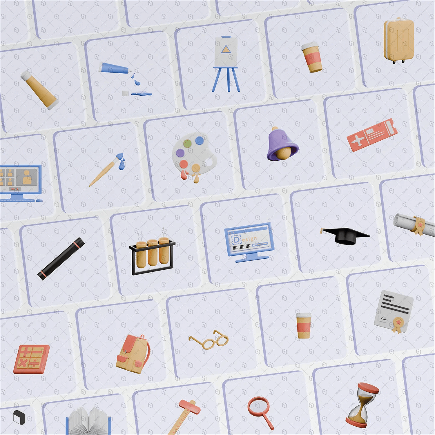 3D Model UI Kit Educational Pack Digital Artwork drawings | Toffu Co