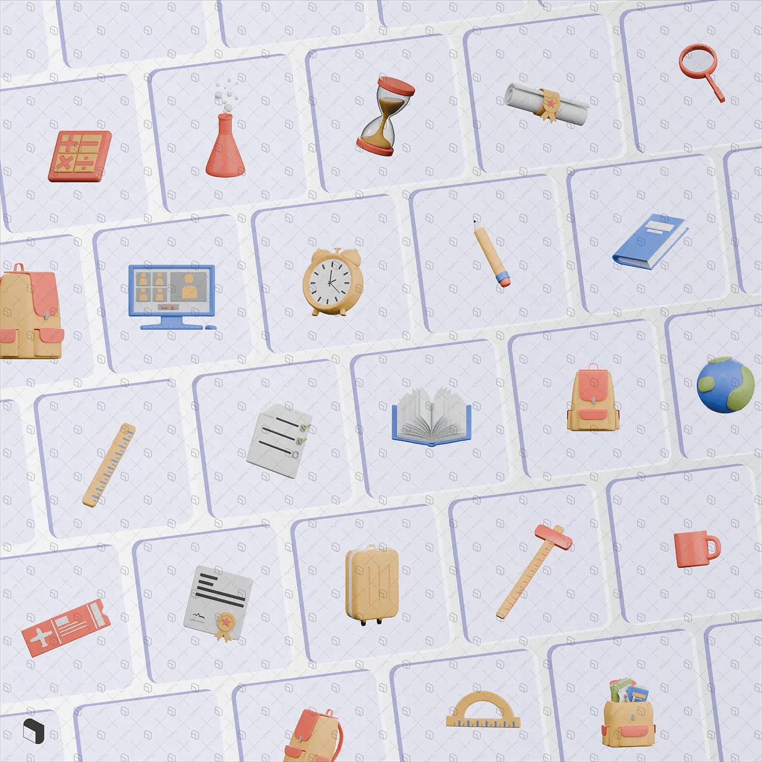 3D Model UI Kit Educational Pack Digital Artwork drawings | Toffu Co