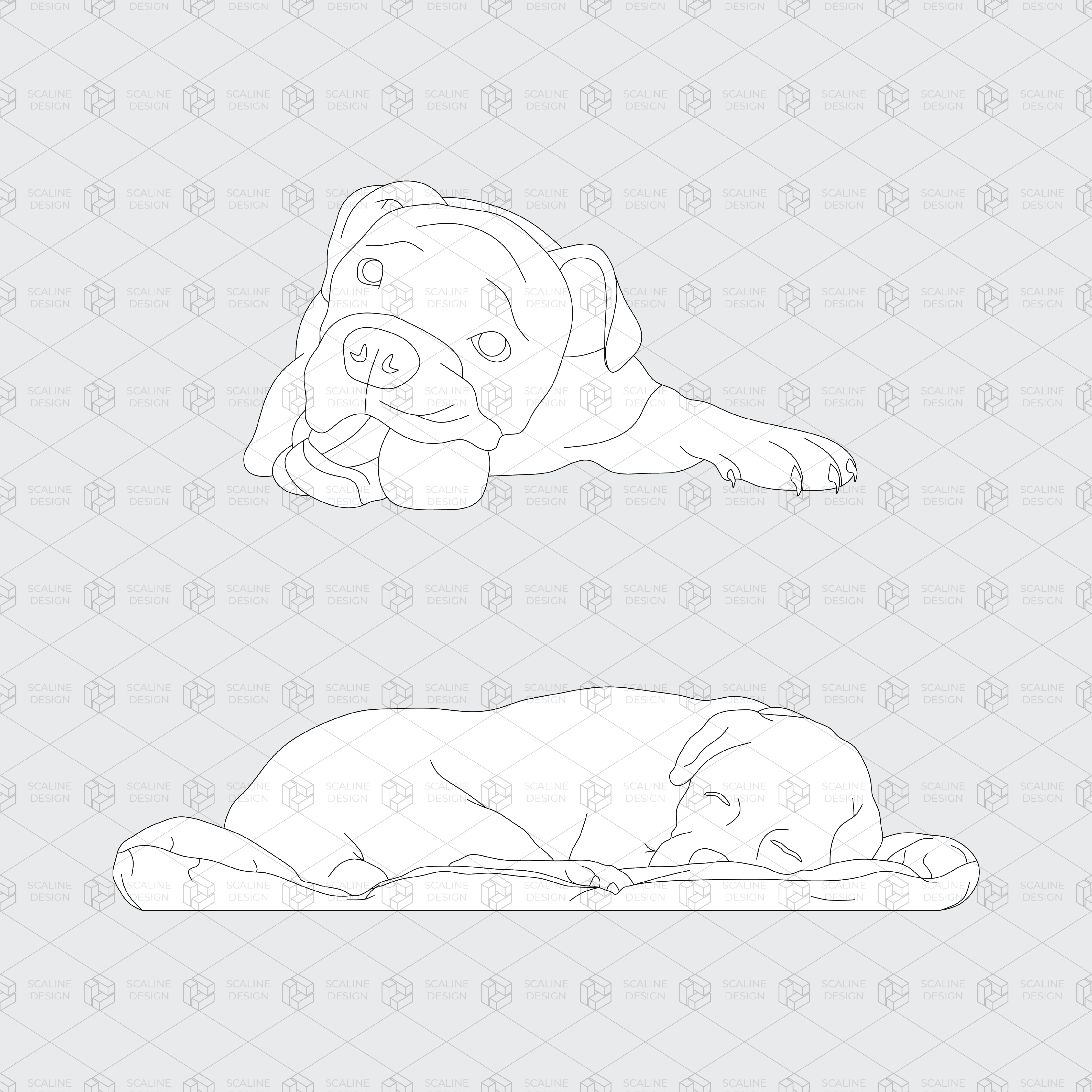 Cad Pets Domestic Animals Digital Artwork drawings | Toffu Co