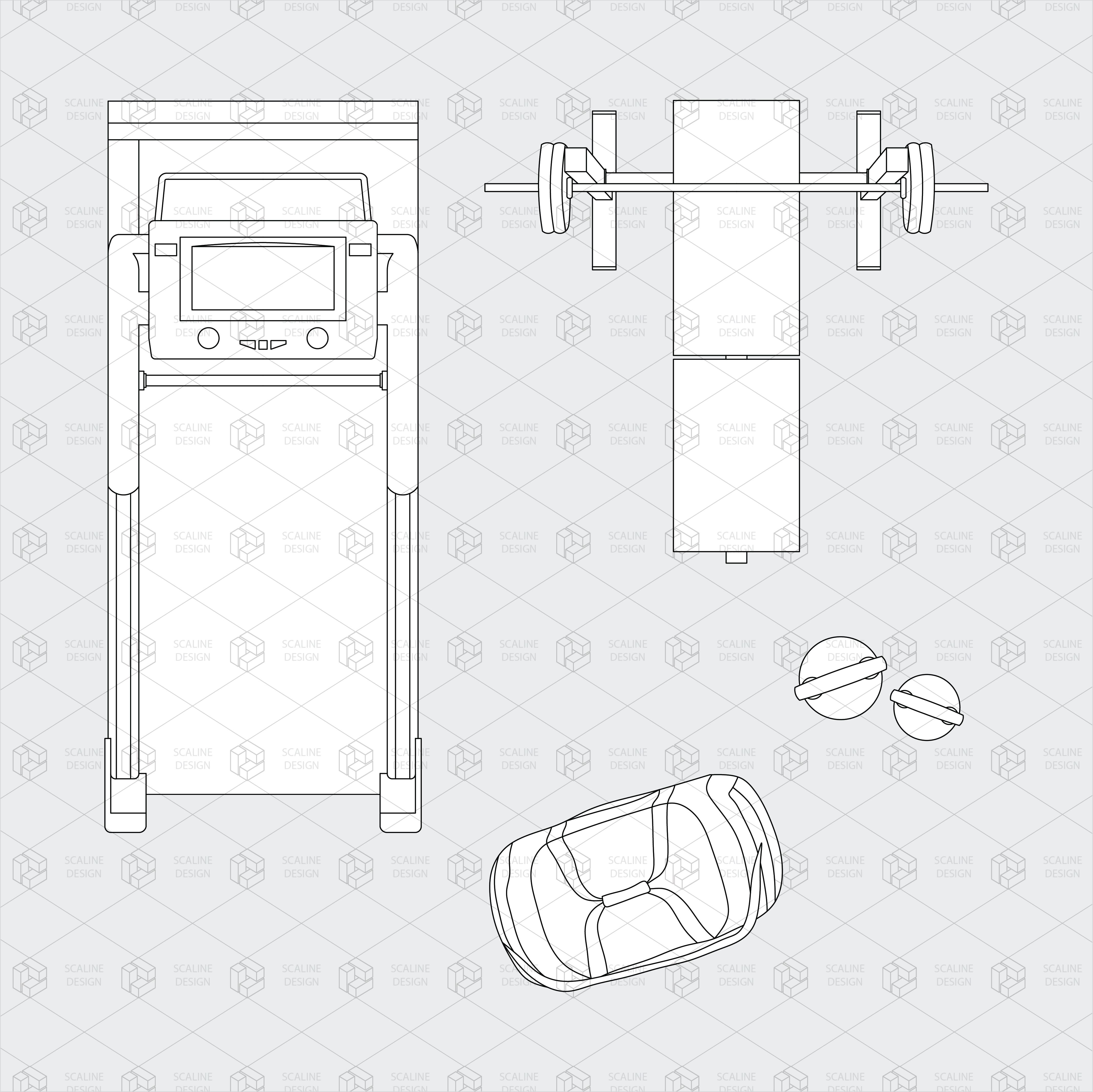 gym sport equipment top view dwg vector_cover 2