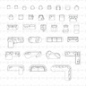 Cad Sofa and Chair Top View Digital Artwork drawings | Toffu Co