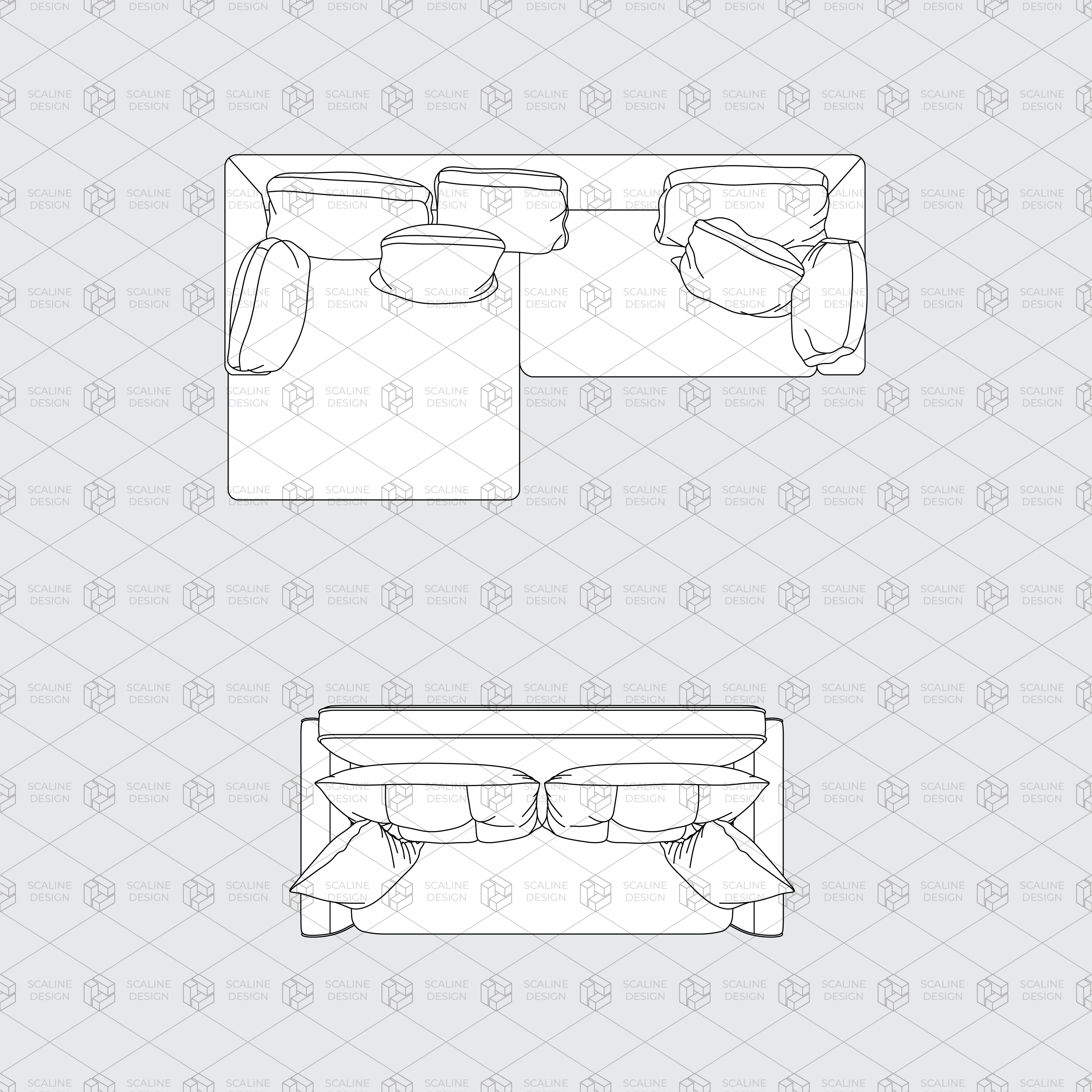 Cad Sofa and Chair Top View Digital Artwork drawings | Toffu Co