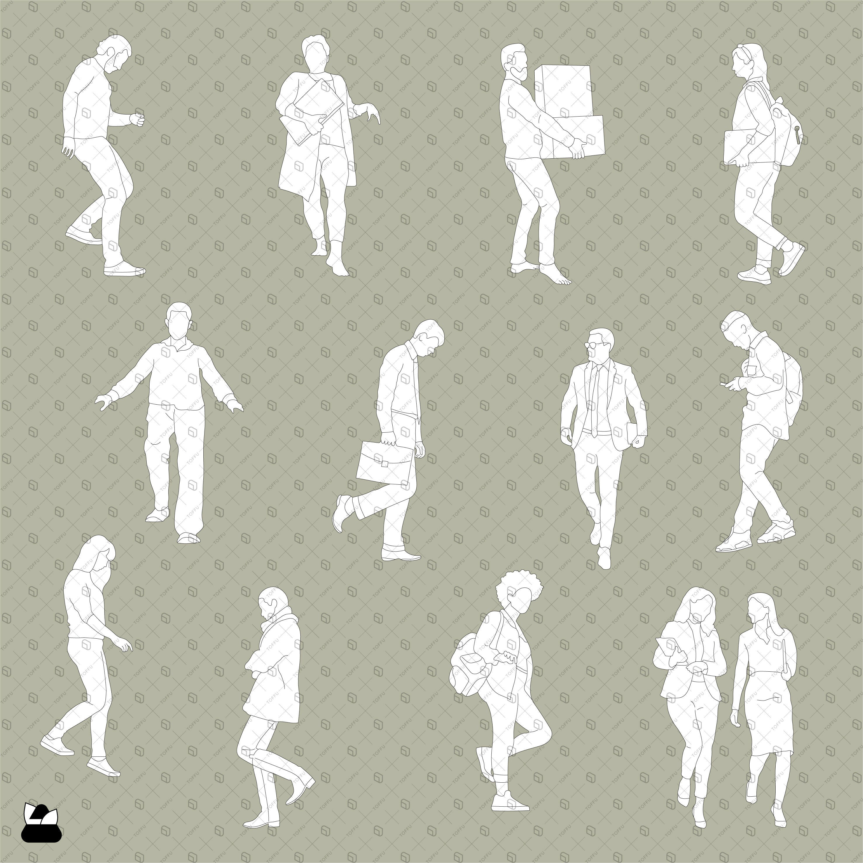 Flat Vector - Cad People Walking Downstairs - Toffu Co