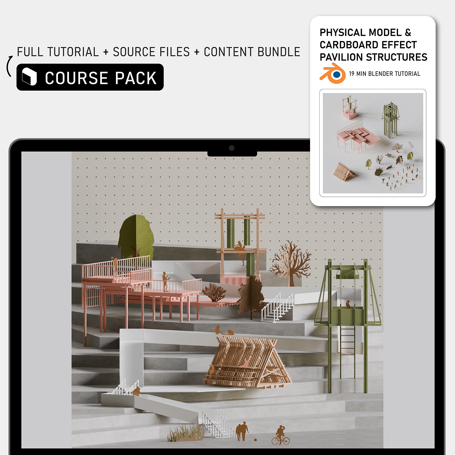 Course Pack | Blender Physical Model Effect Pavilion Structures Digital Artwork drawings | Toffu Co