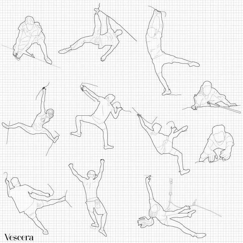 Cad Rock Climbers Digital Artwork drawings | Toffu Co