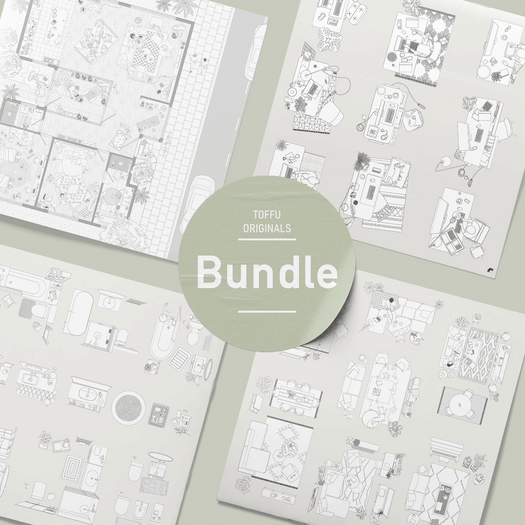 Flat Vector Interior Furniture Top View Bundle - Toffu Co