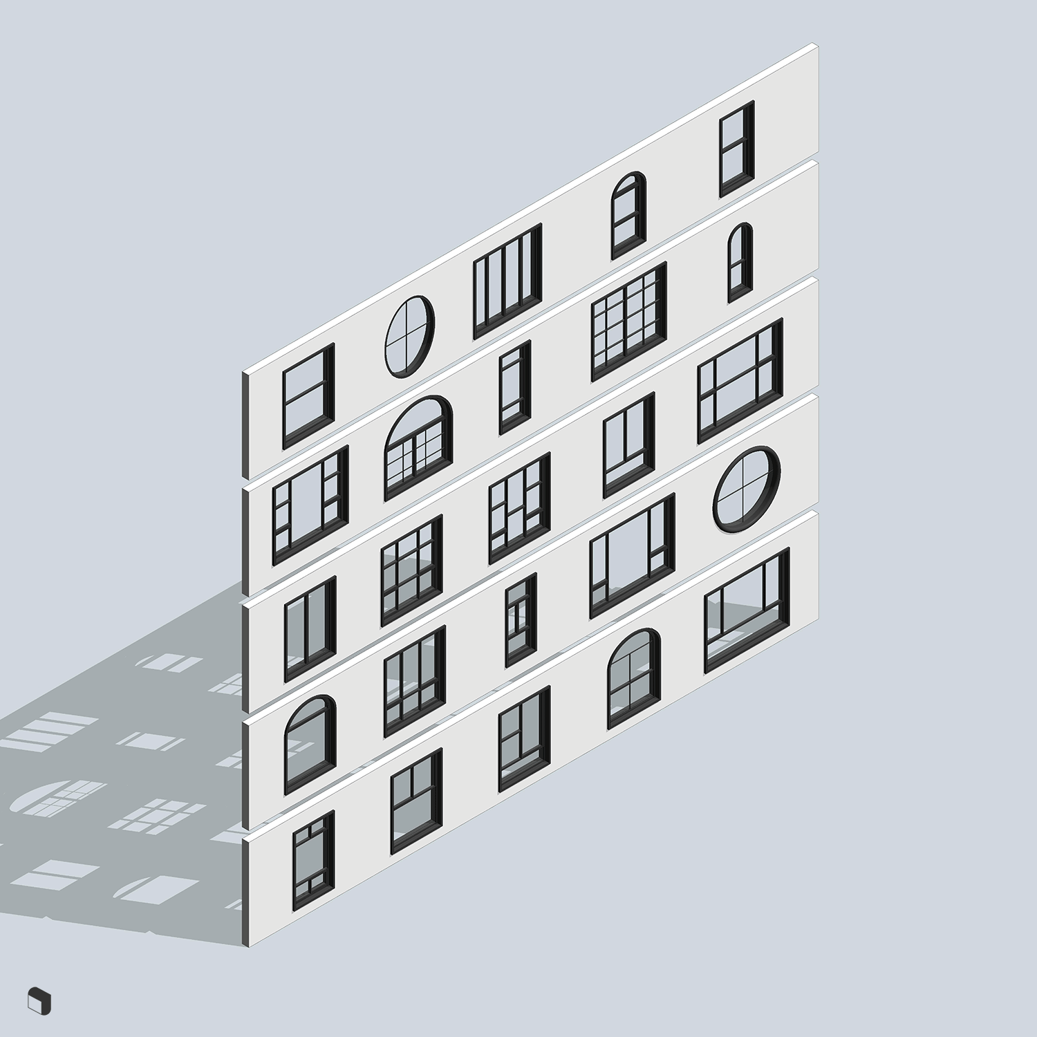 3D Model Revit Parametric Windows PNG - Toffu Co