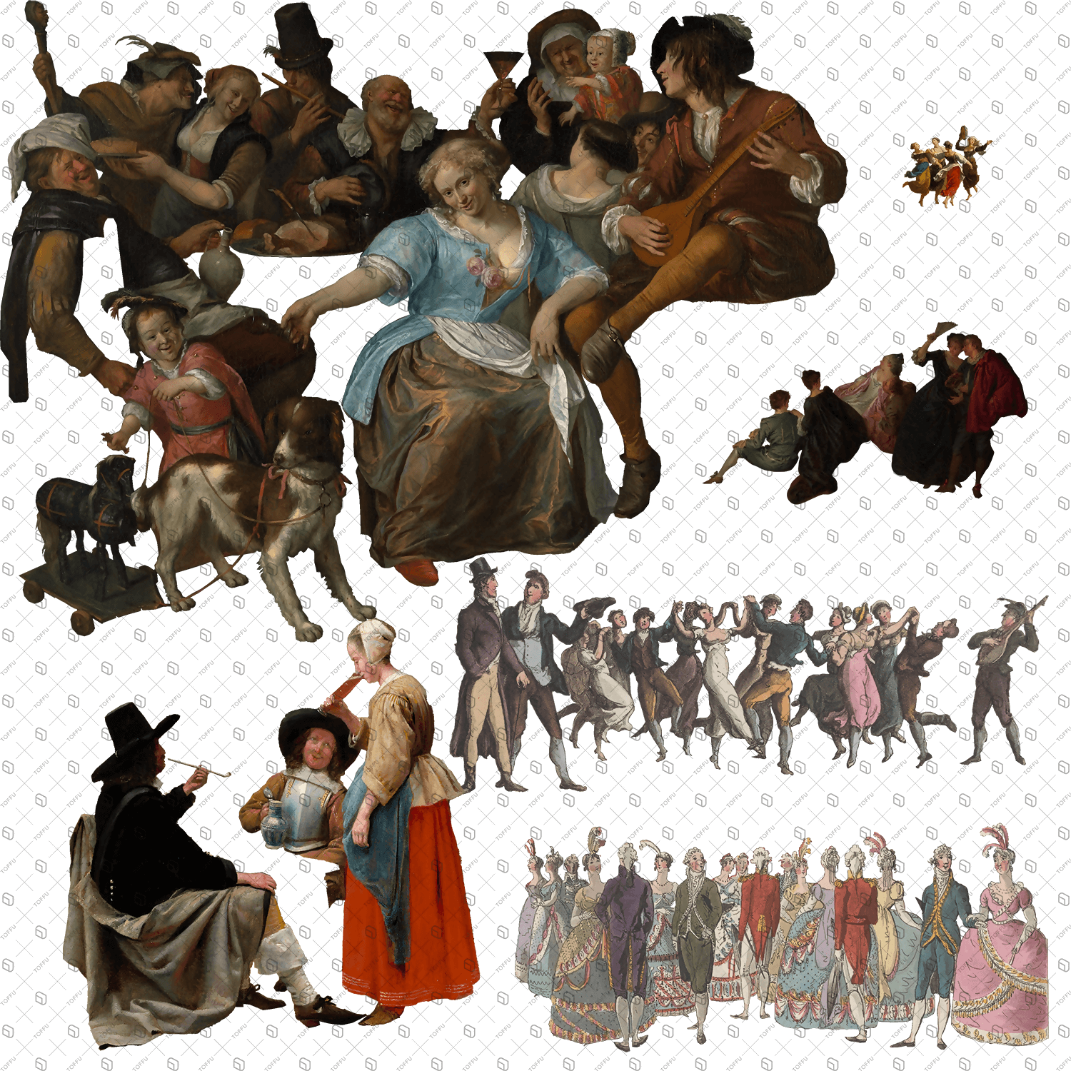 Cutout Party People From Painting Digital Artwork drawings | Toffu Co