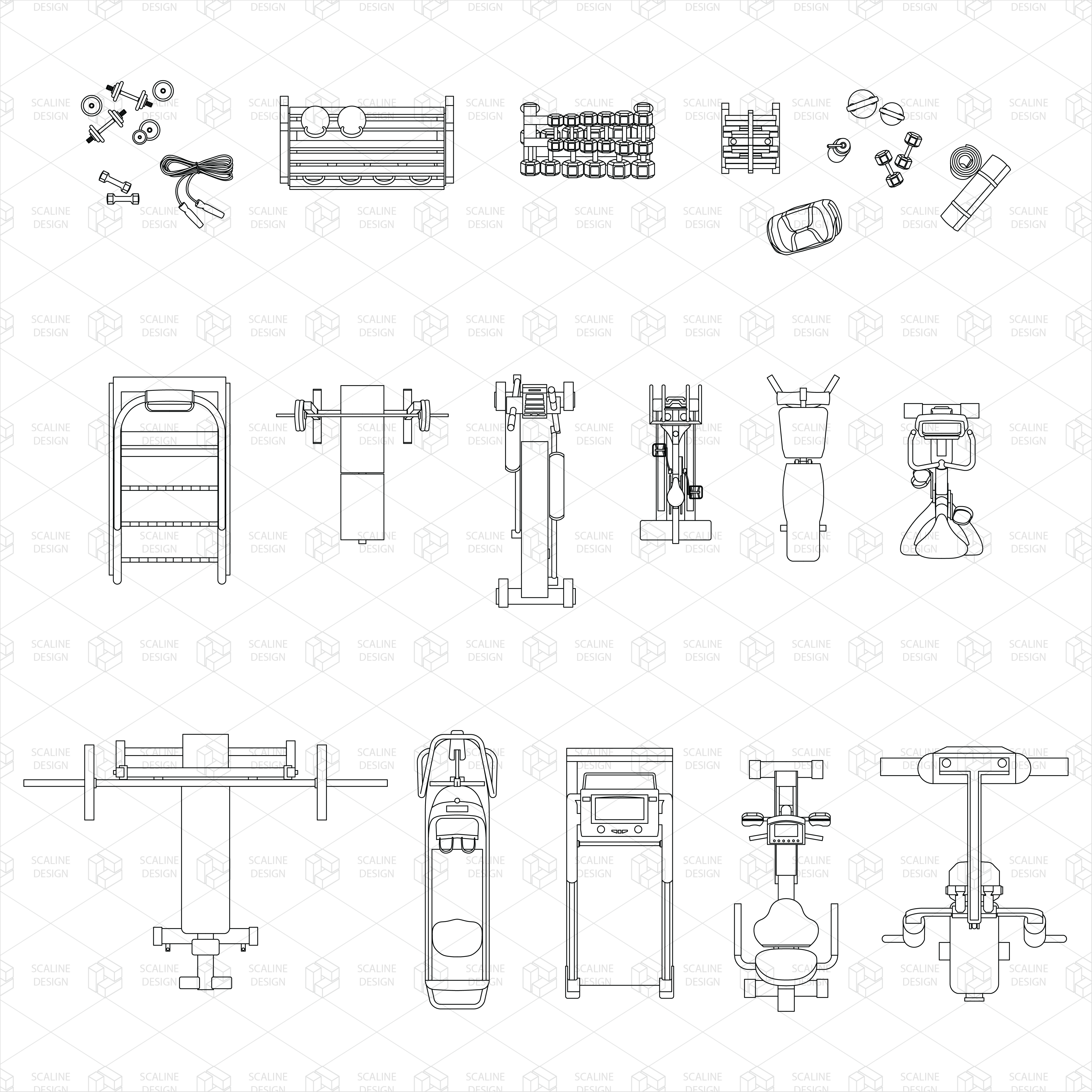 gym sport equipment top view dwg vector_cover 1