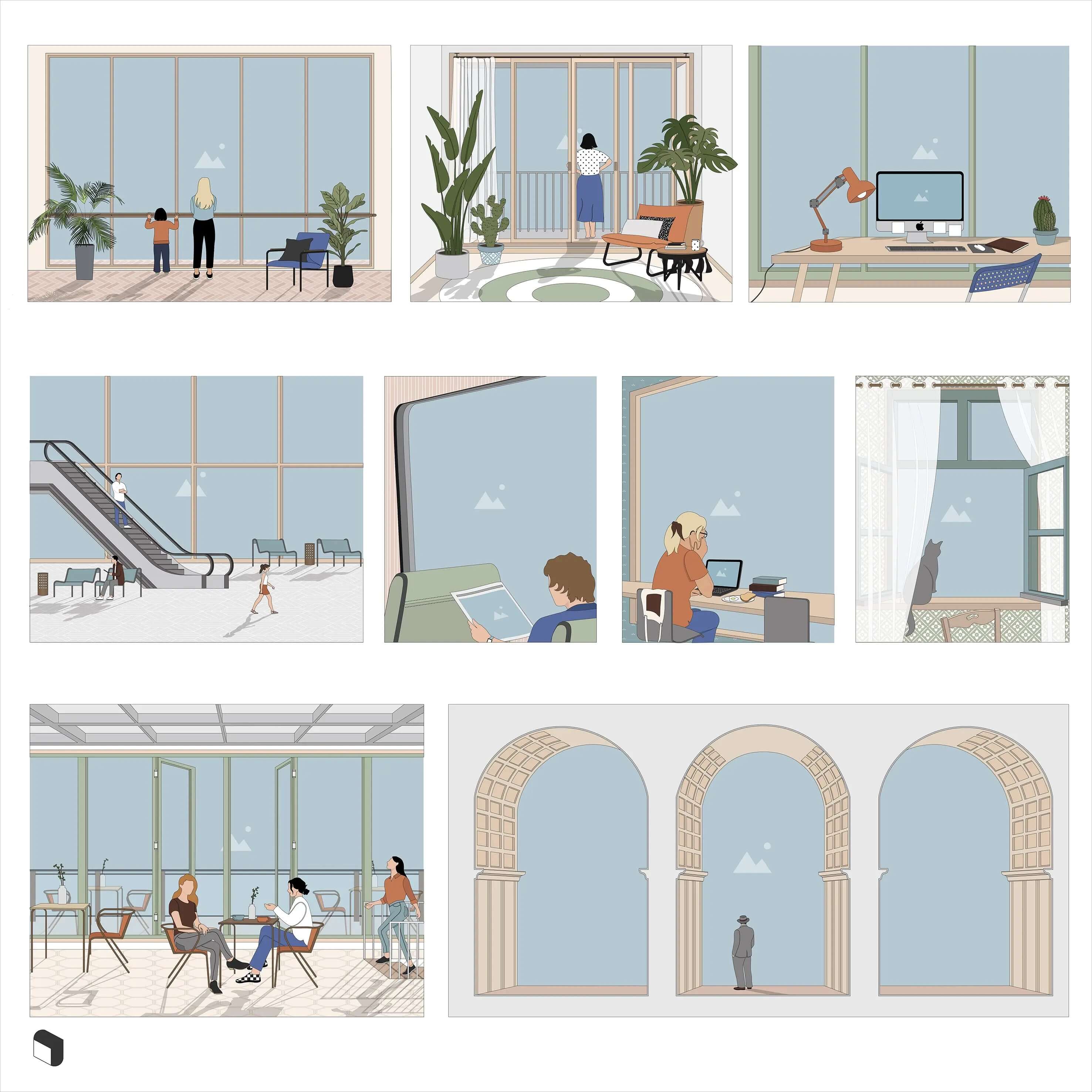Flat Vector Window Presentation Templates Digital Artwork drawings | Toffu Co