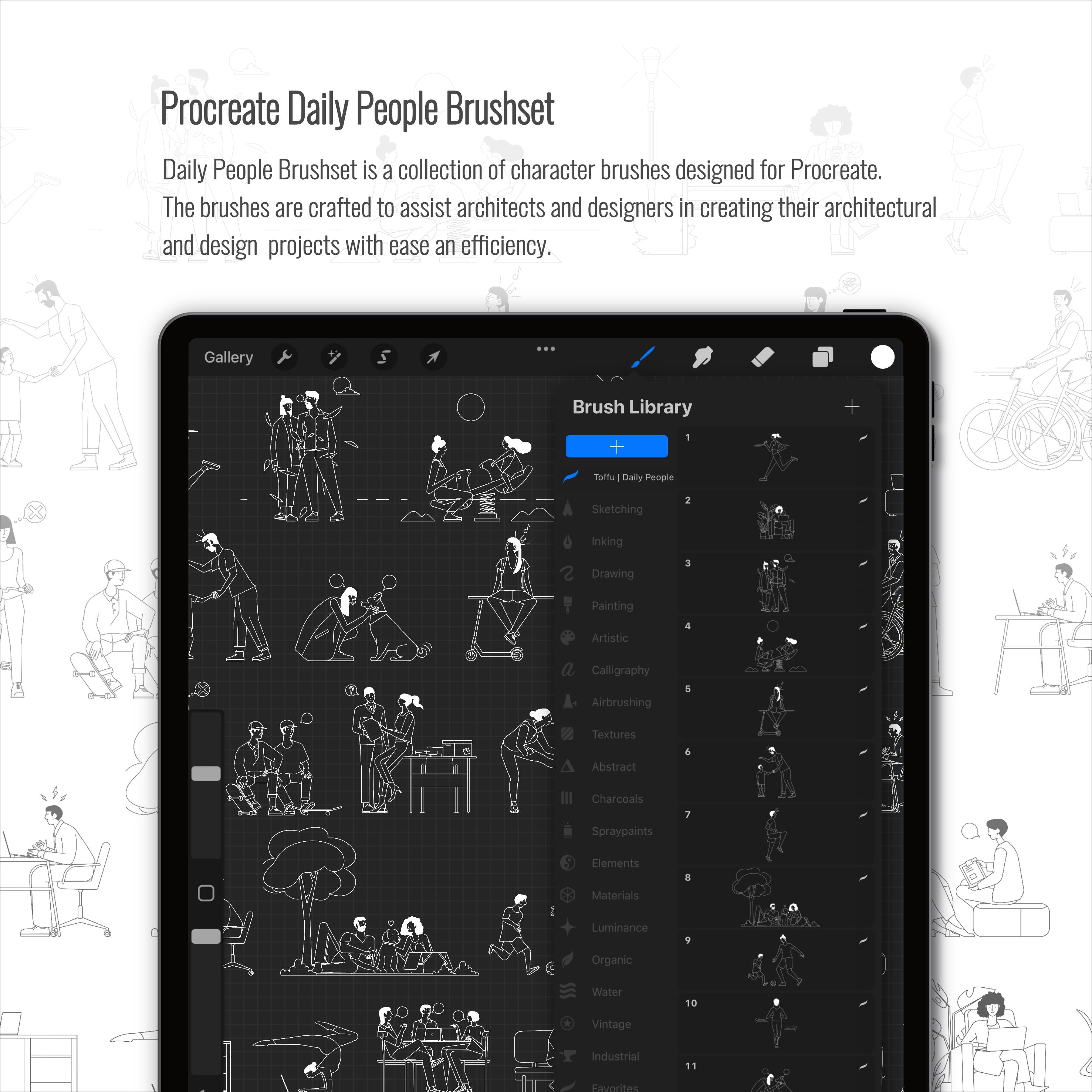 Procreate Daily People Brushset PNG - Toffu Co