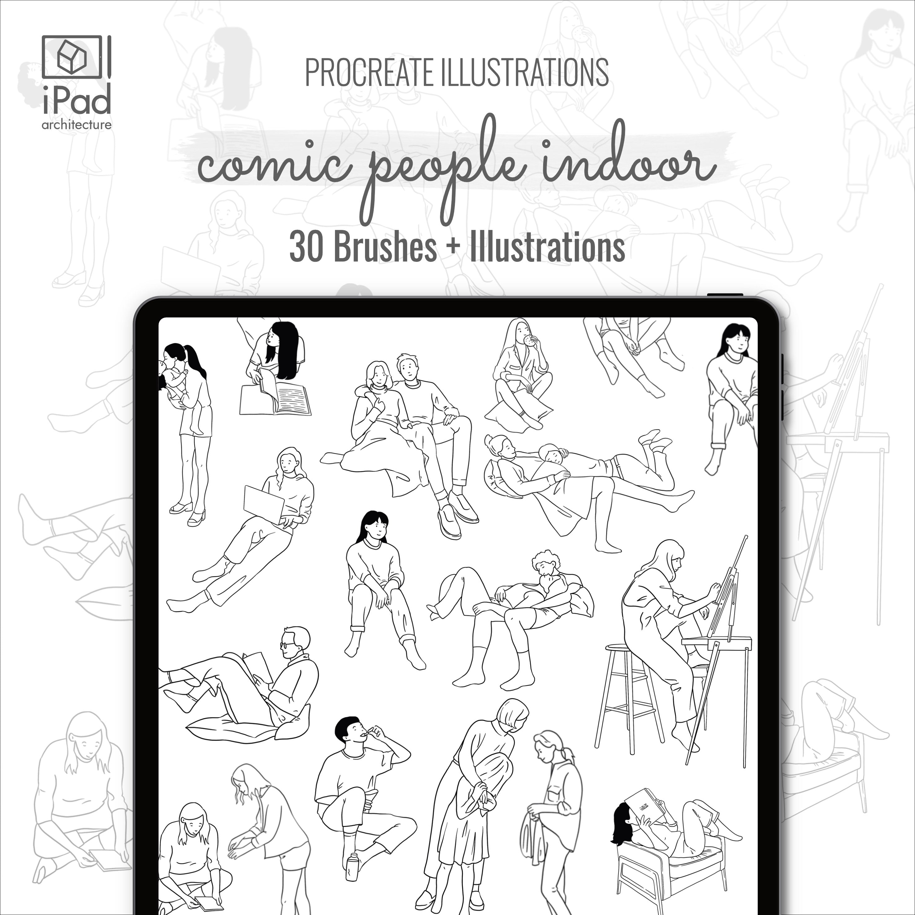 Procreate Comic People Interior Brushset & Illustrations PNG - Toffu Co