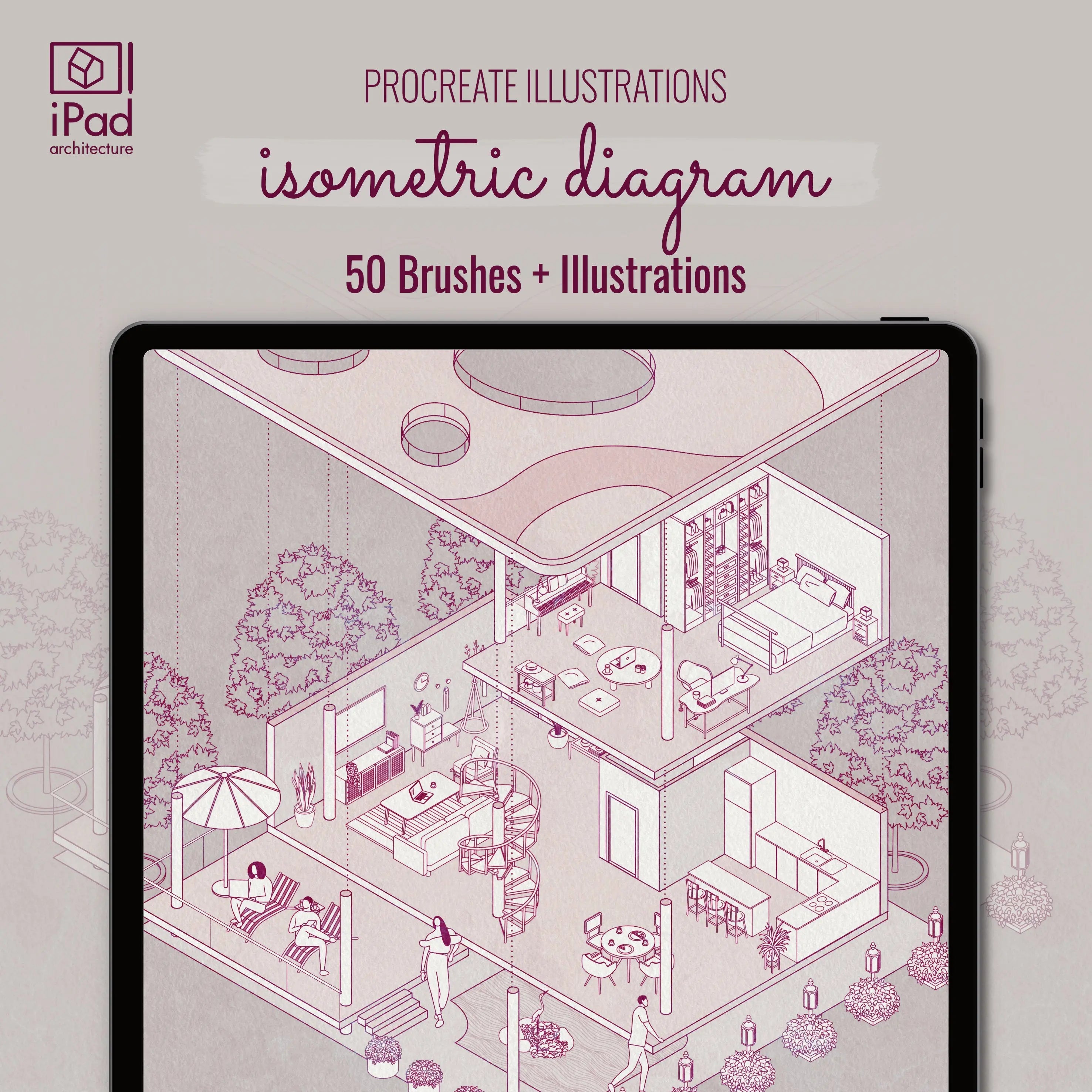 Procreate Isometric Diagram Brushset & Illustrations PNG - Toffu Co