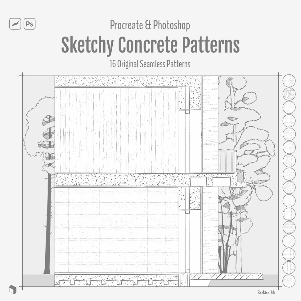 Procreate & Photoshop Sketchy Concrete Pattern Brushset – Toffu Co