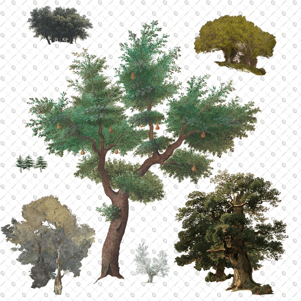 Cutout Trees From Painting Digital Artwork drawings | Toffu Co
