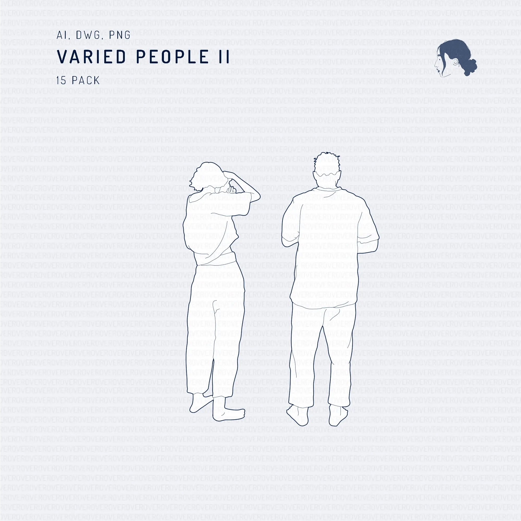 Cad Varied People II Digital Artwork drawings | Toffu Co
