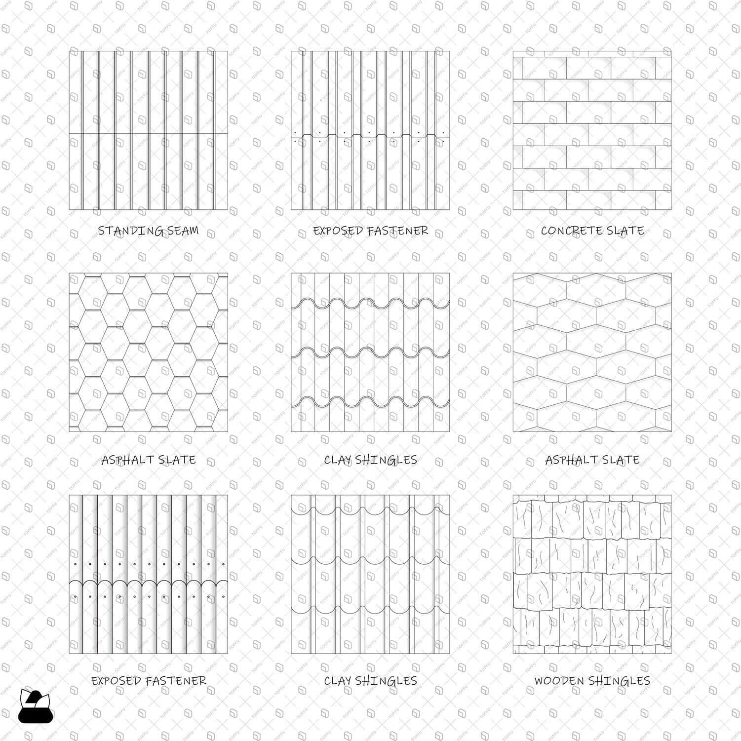 Swatch Roof Covering Patterns Digital Artwork drawings | Toffu Co