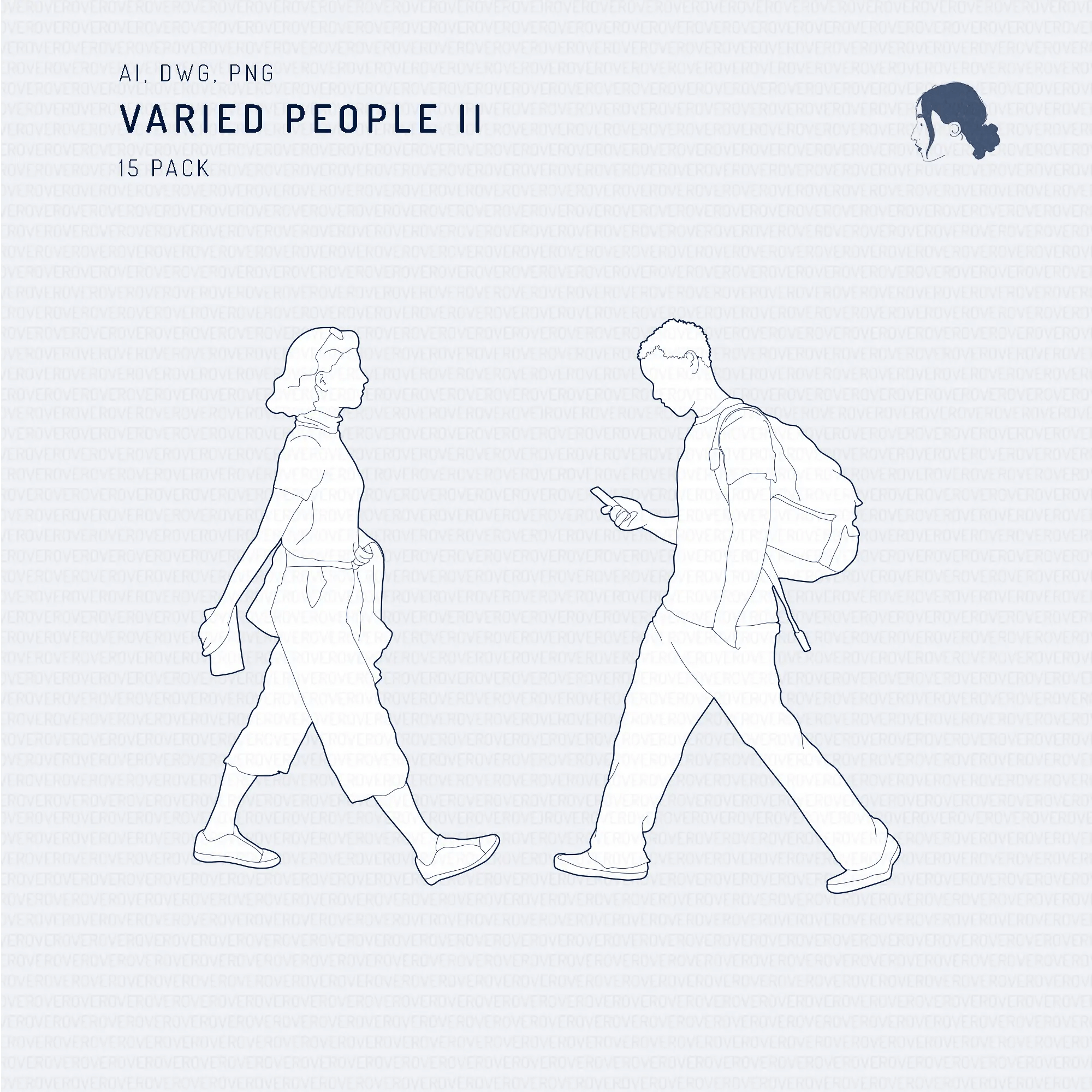 Cad Varied People II Digital Artwork drawings | Toffu Co