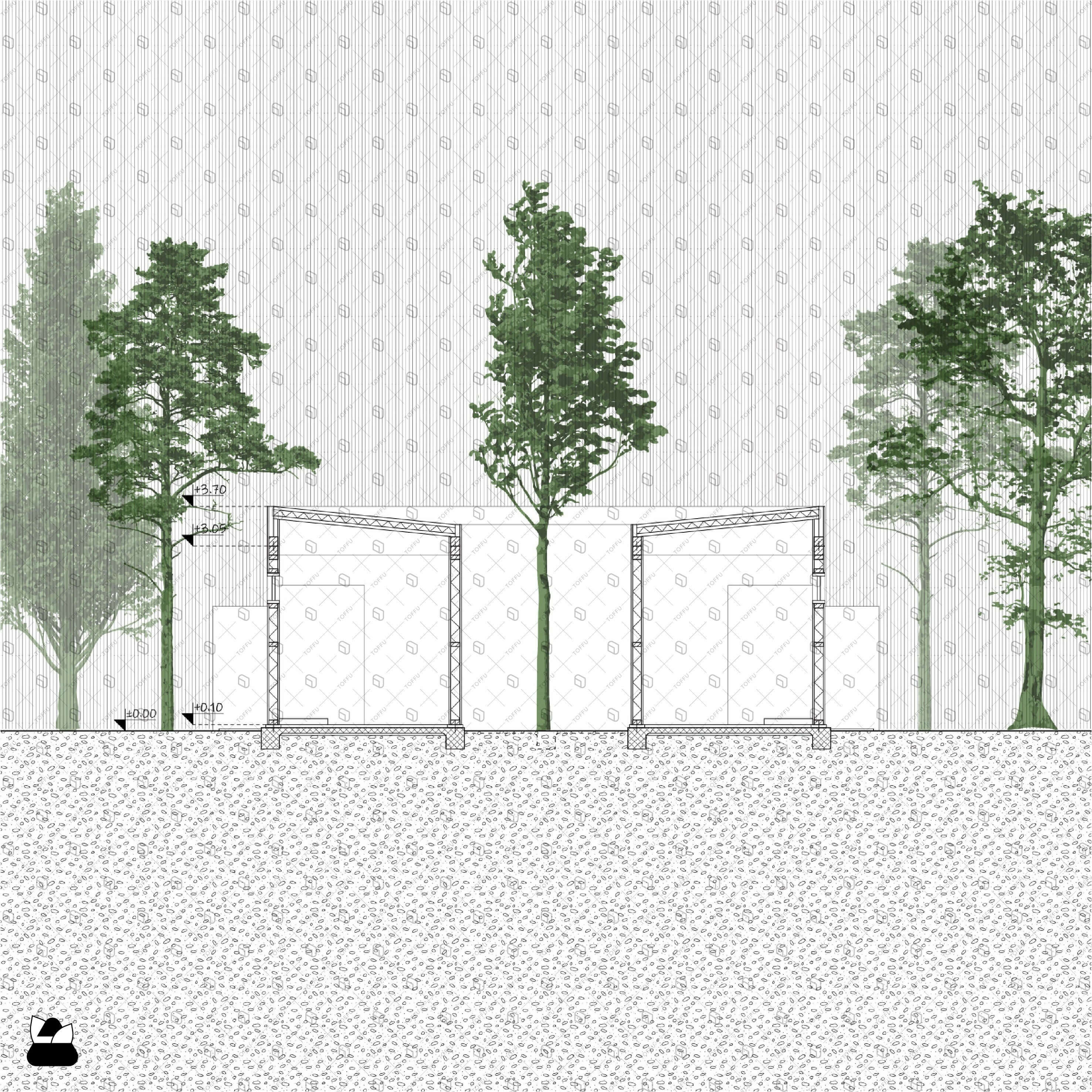 Flat Vector Tree Elevations Digital Artwork drawings | Toffu Co