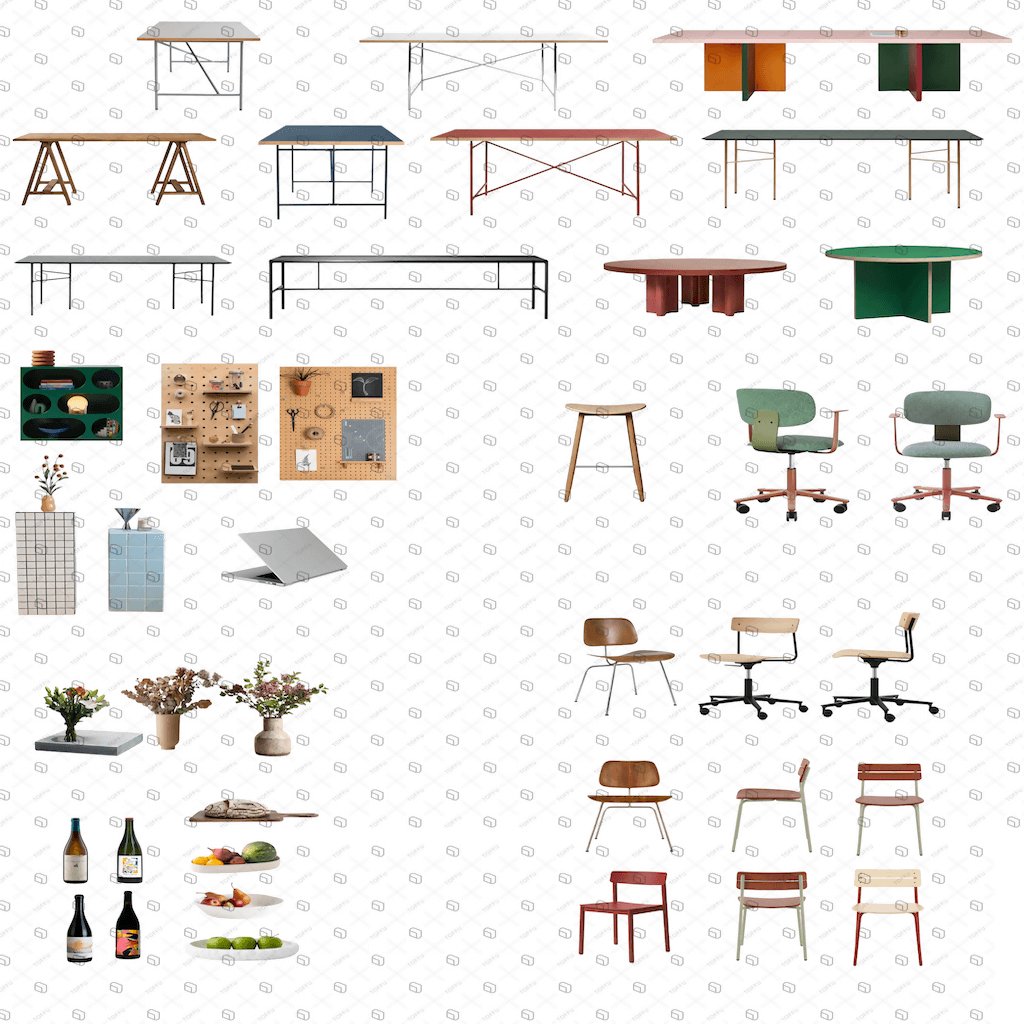 Cutout Studio Furniture Digital Artwork drawings | Toffu Co