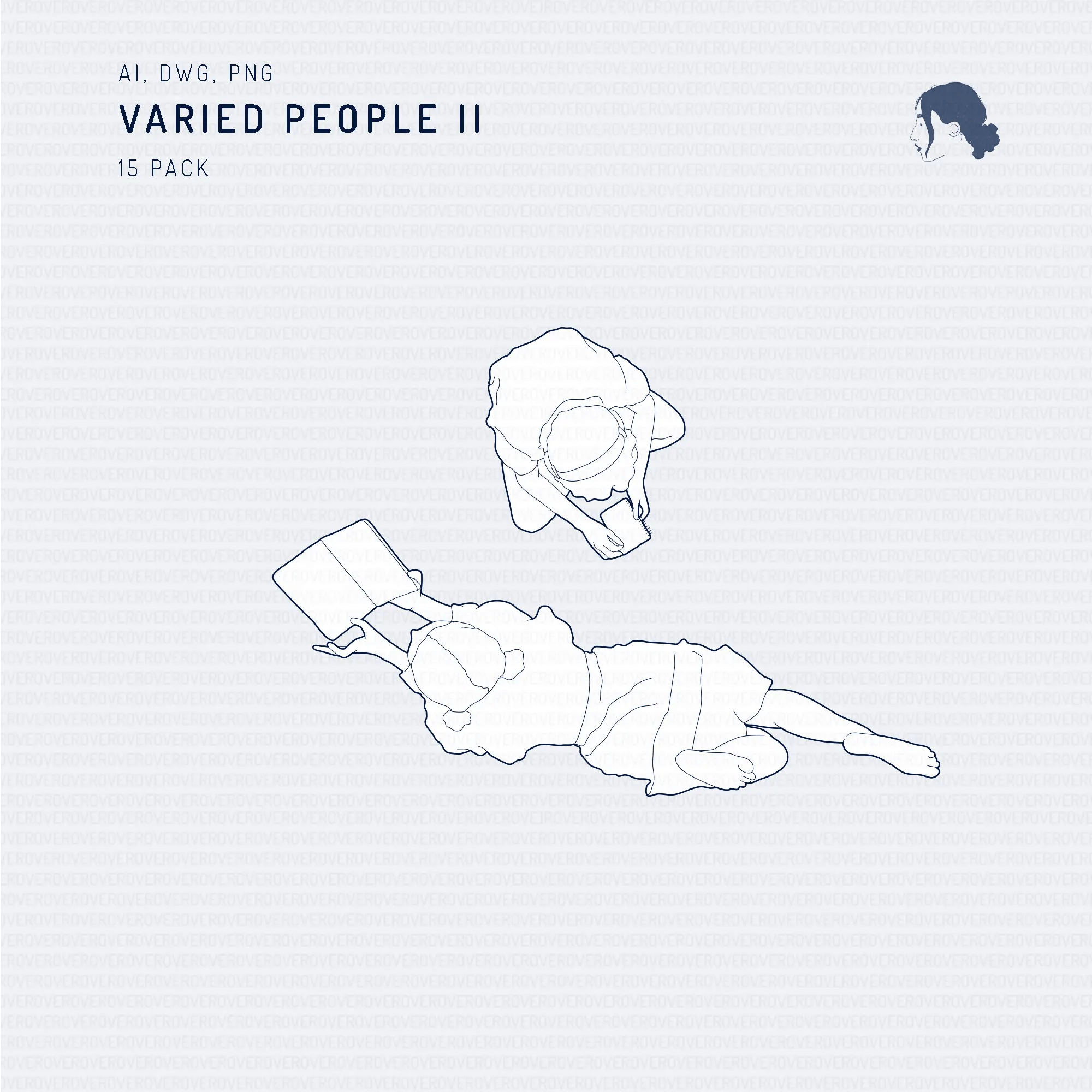 Cad Varied People II Digital Artwork drawings | Toffu Co