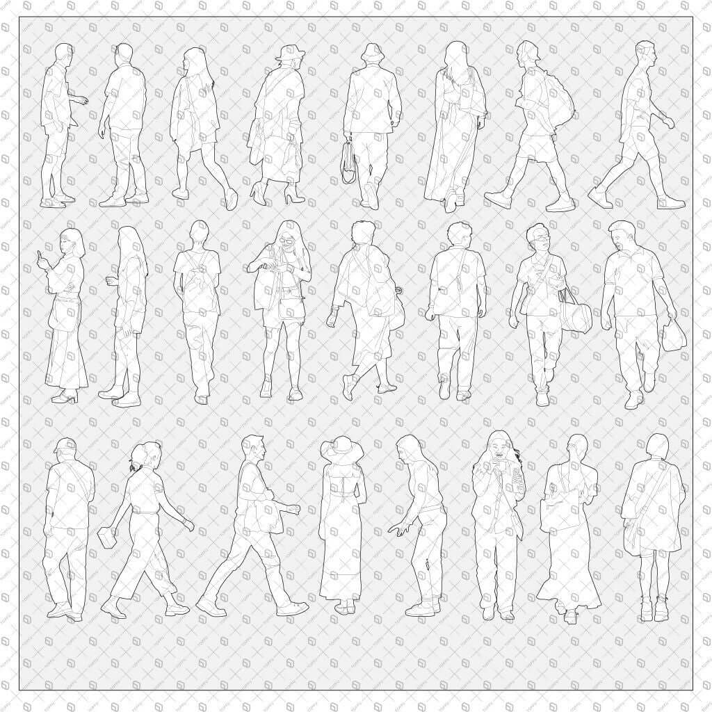 Flat Vector Human Figures Outline and Vectors 2 Digital Artwork drawings | Toffu Co