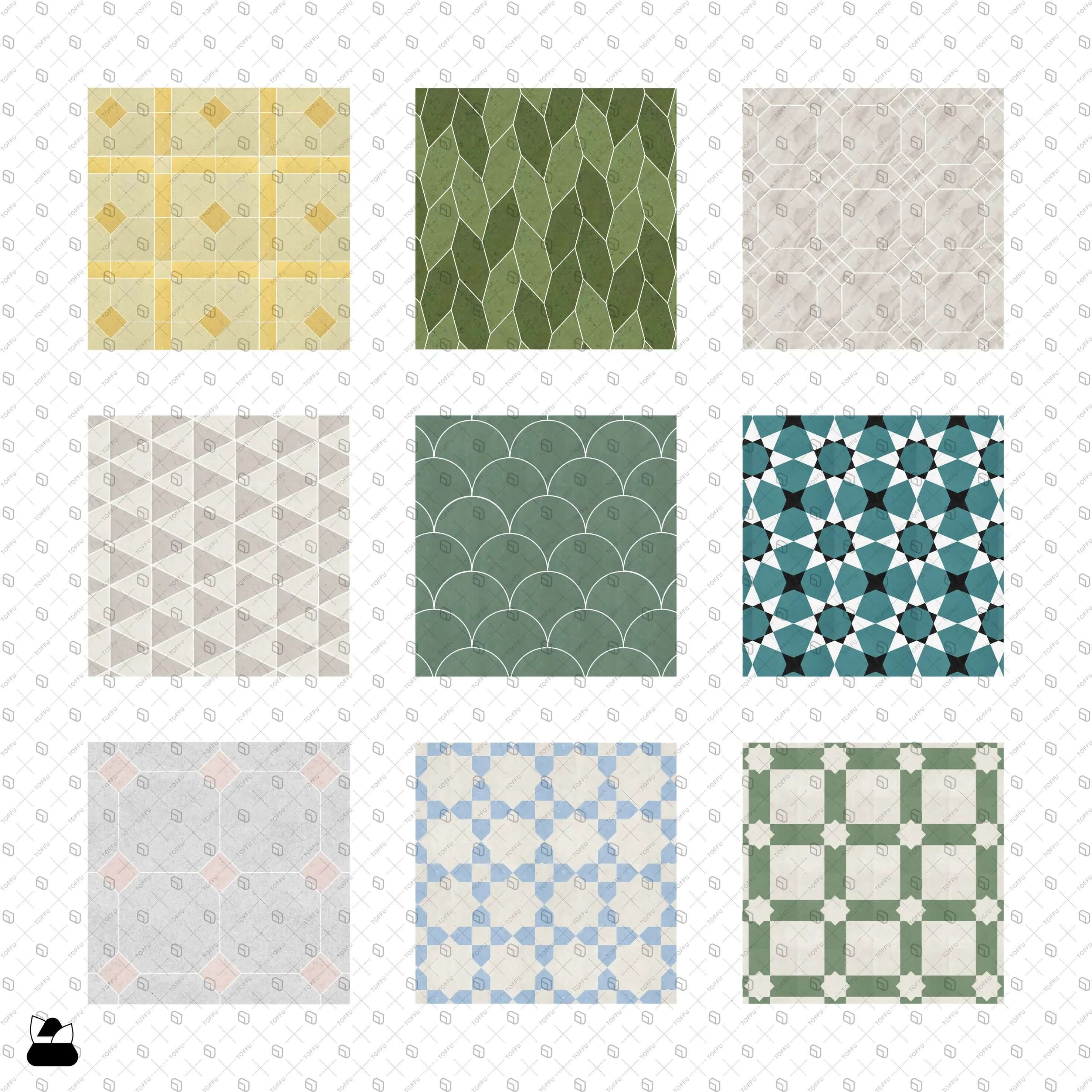 Swatch Zellige Mosaic Tiles Digital Artwork drawings | Toffu Co