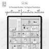 Procreate Outline Apartment Furniture Brushset & Illustrations Digital Artwork drawings | Toffu Co