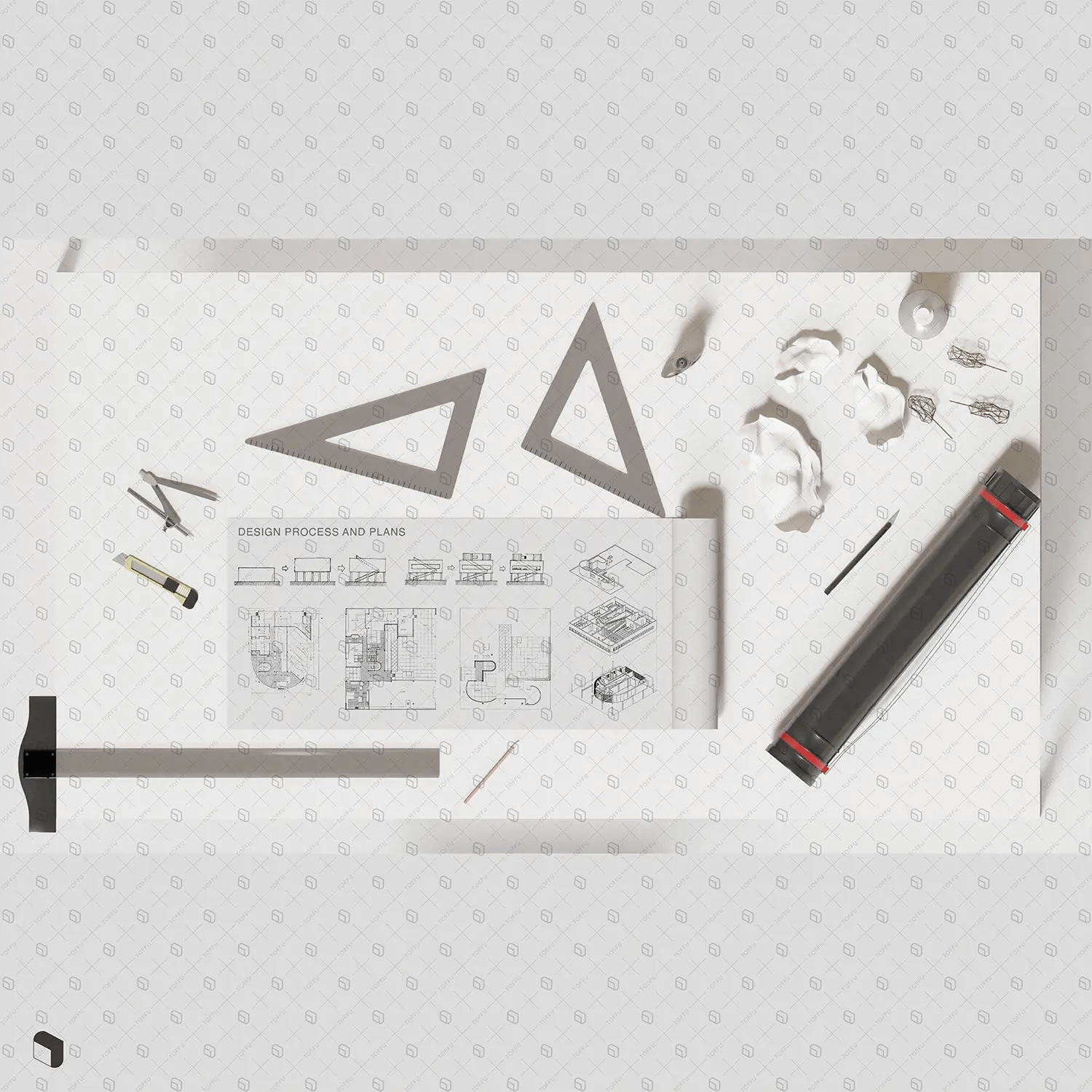 Architectural Presentation Templates & Mockups Digital Artwork drawings | Toffu Co