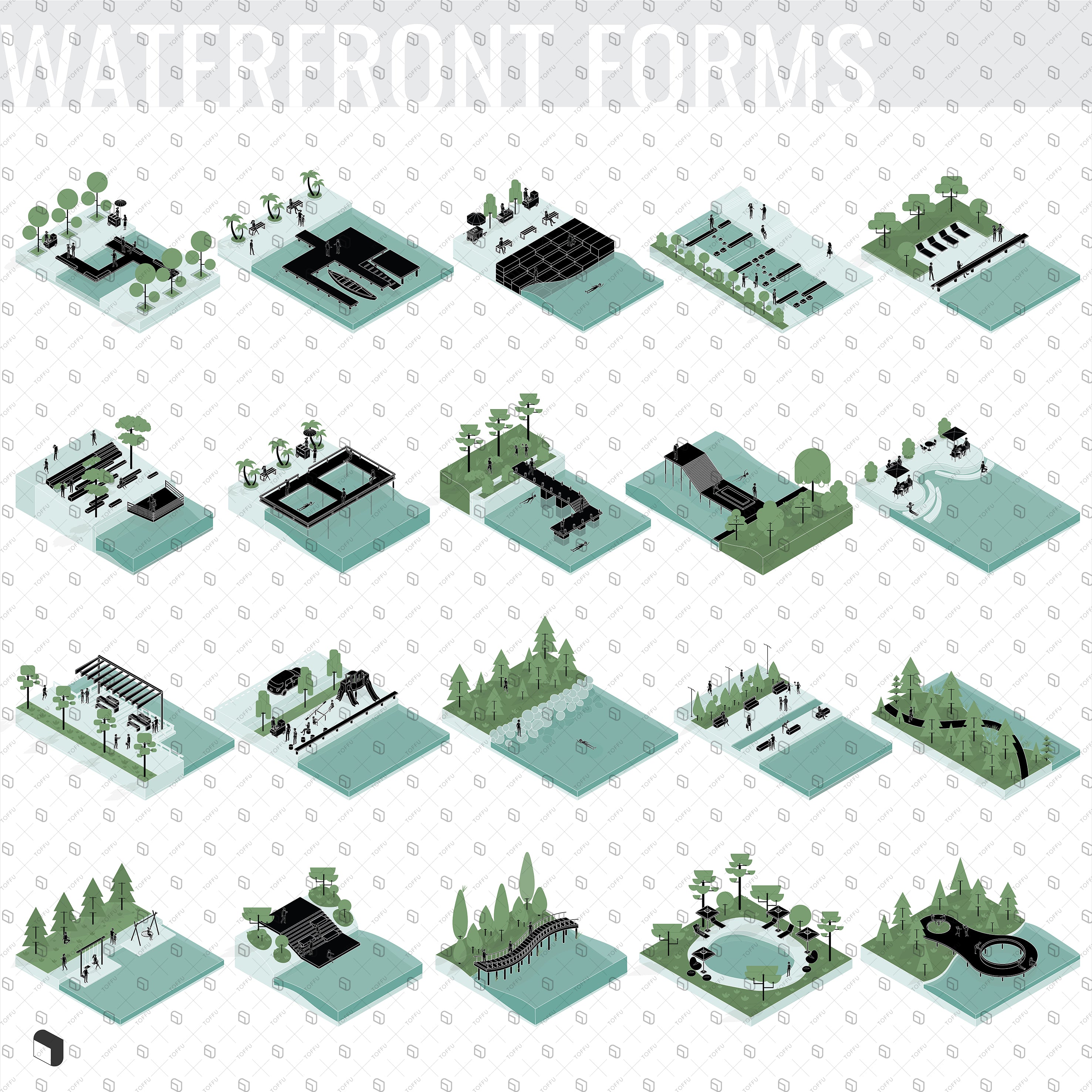 Axonometric Diagram Waterfront Forms PNG - Toffu Co